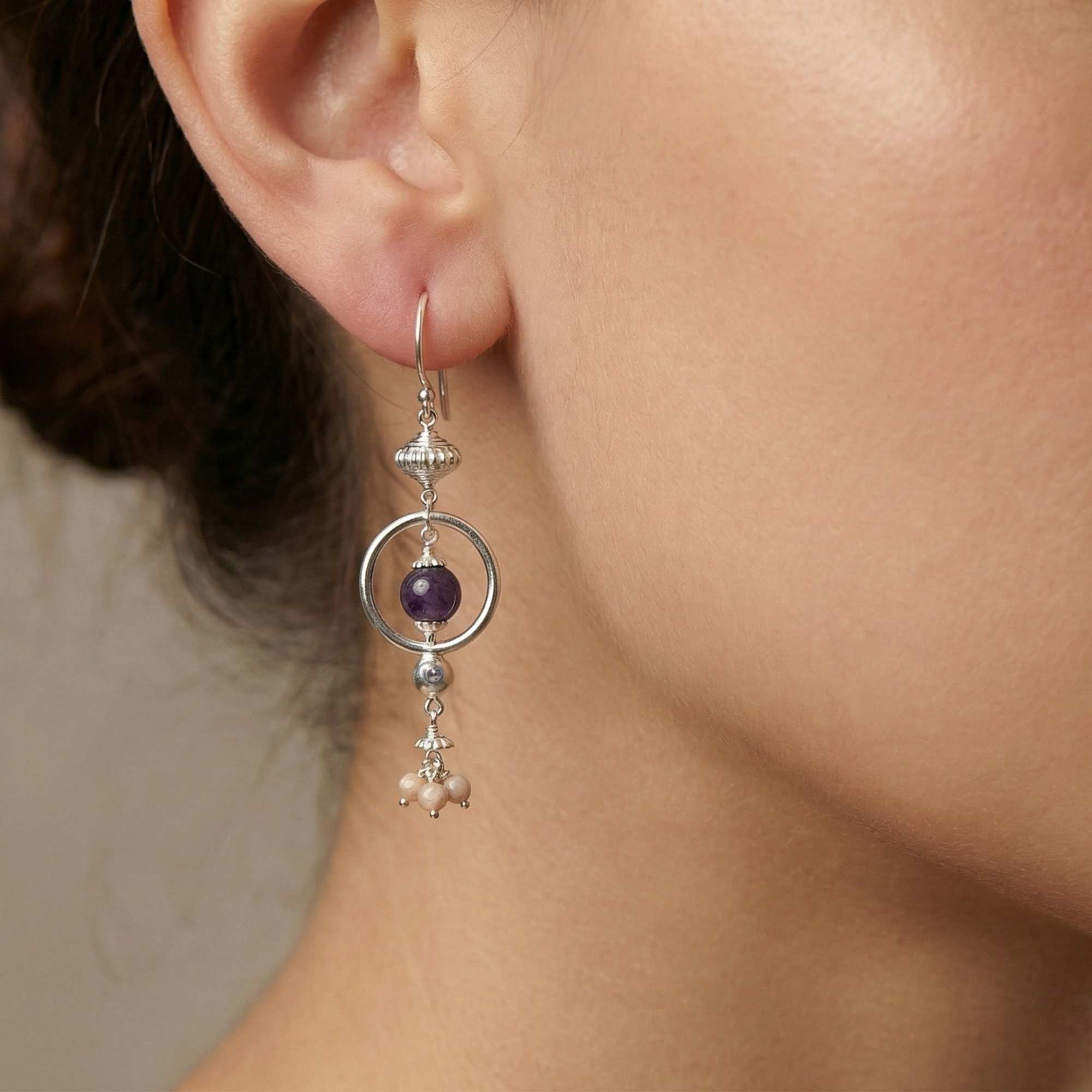 Silver Earing with Fluorite and Natural Stone – Earrings (Design K4-29) thumbnail