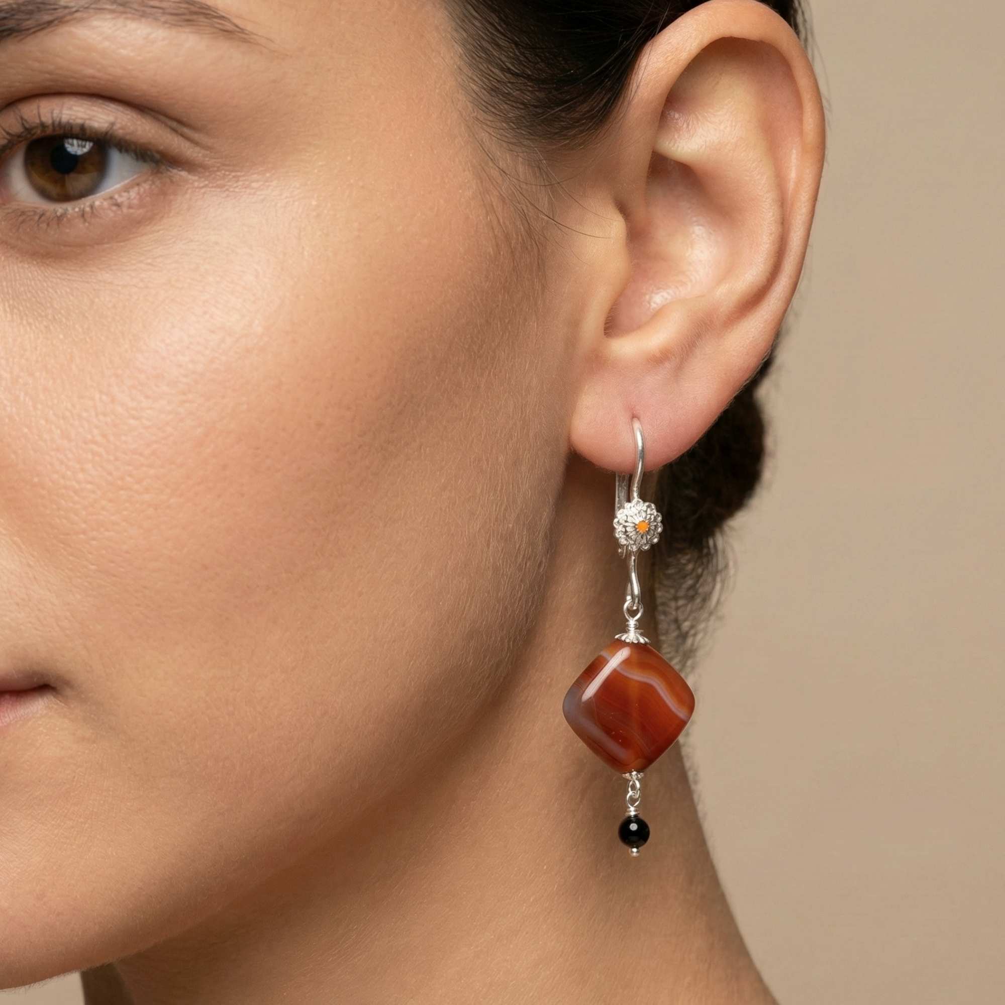 Silver Earing with Aqeeq – Earrings (Design K4-34) thumbnail