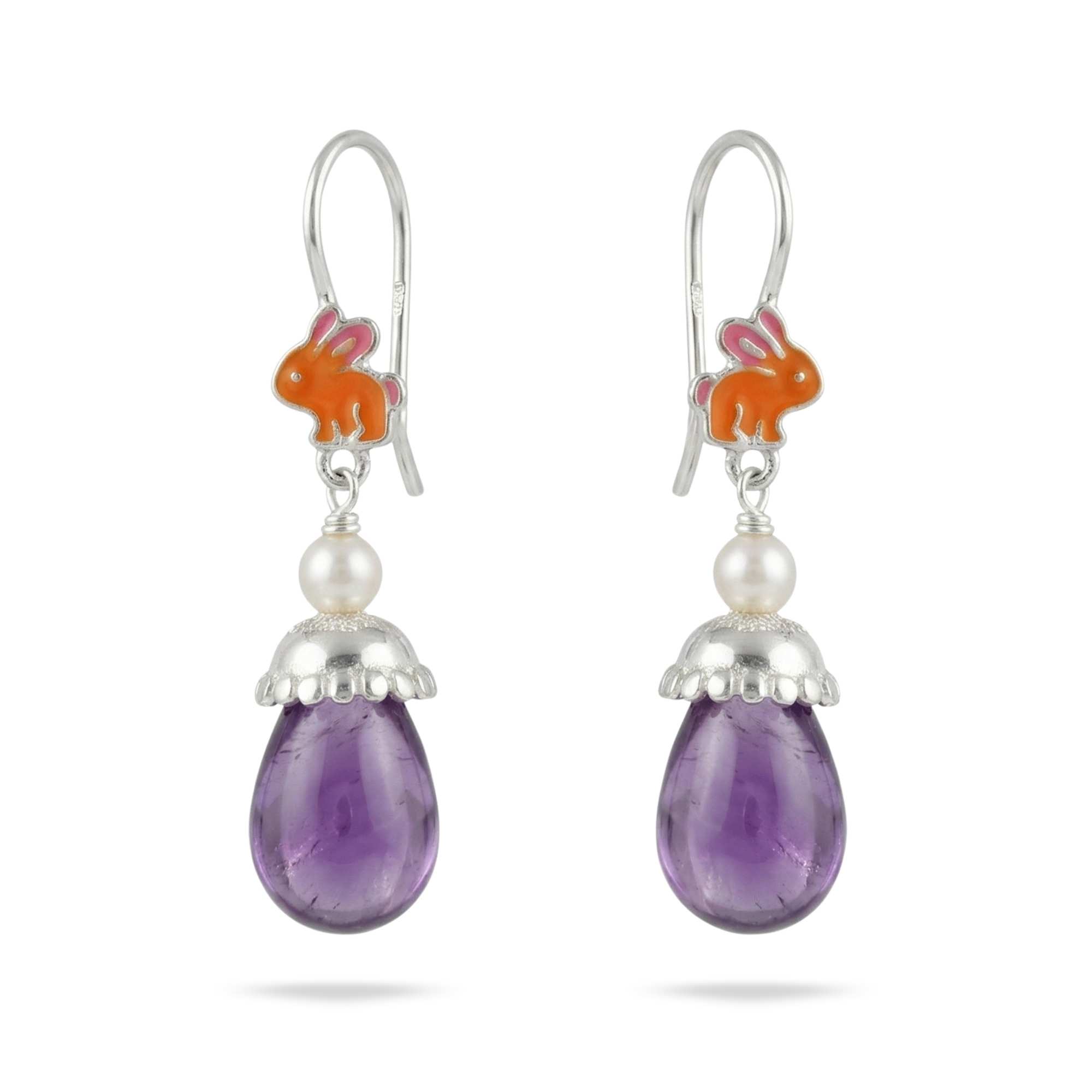 Silver Earing with Natural Ruby – Earrings (Design K4-37) thumbnail