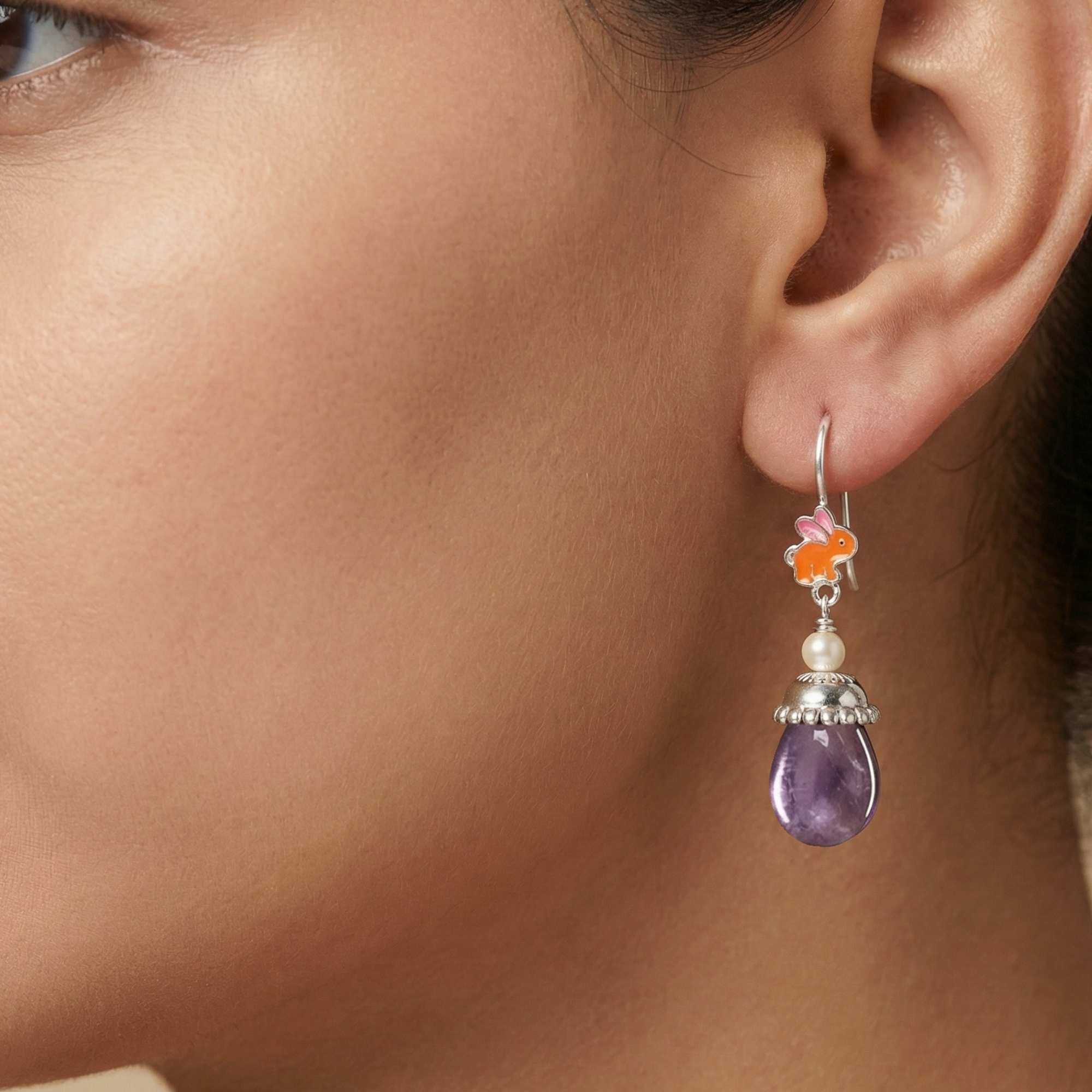 Silver Earing with Natural Ruby – Earrings (Design K4-37) thumbnail