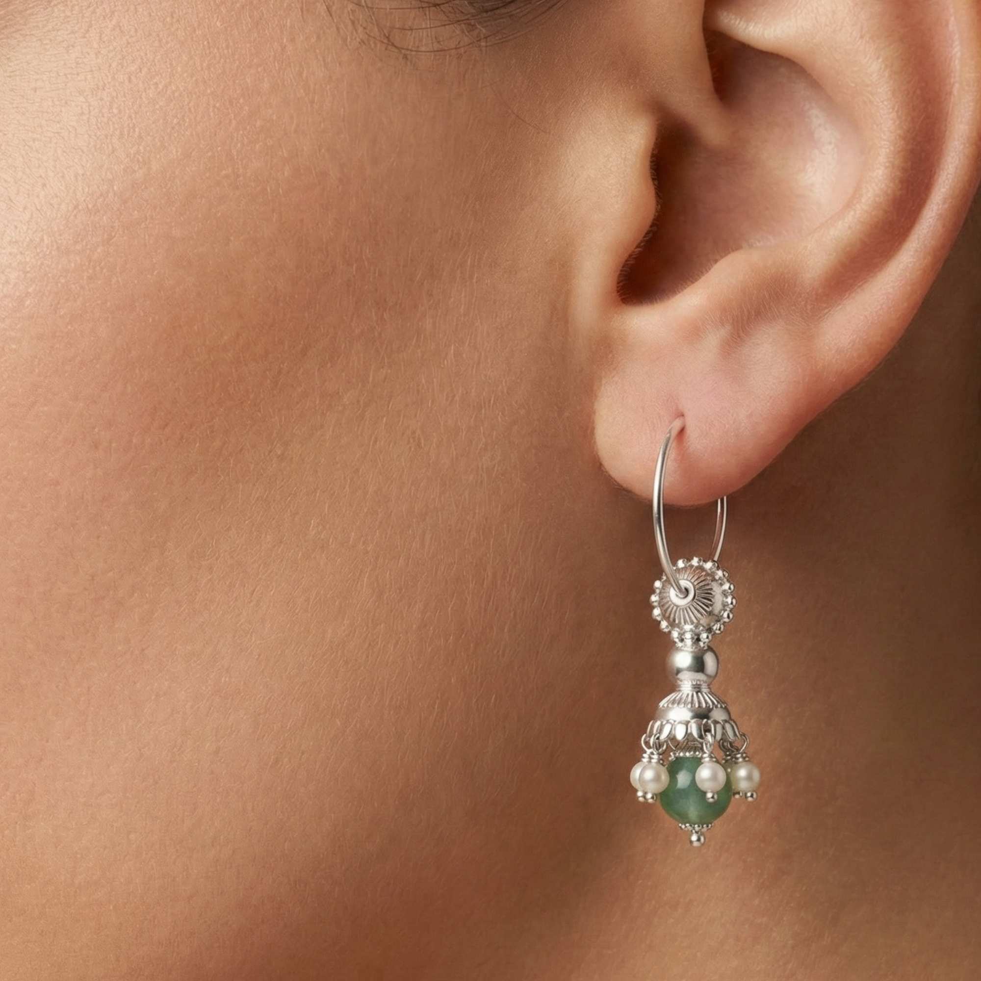 Silver Earing with Strawberry and Freshwater Pearl – Earrings thumbnail