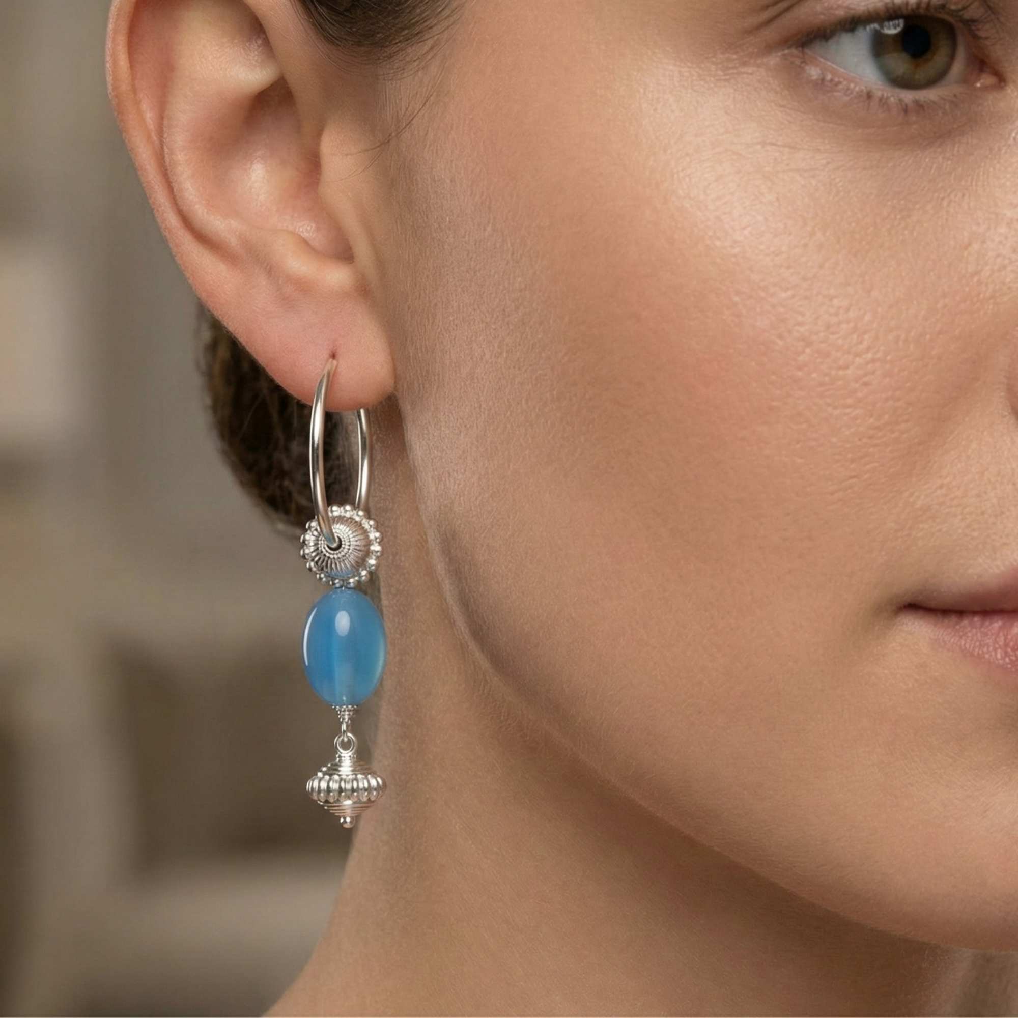 Silver Earing with Agate – Earrings (Design K4-43) thumbnail