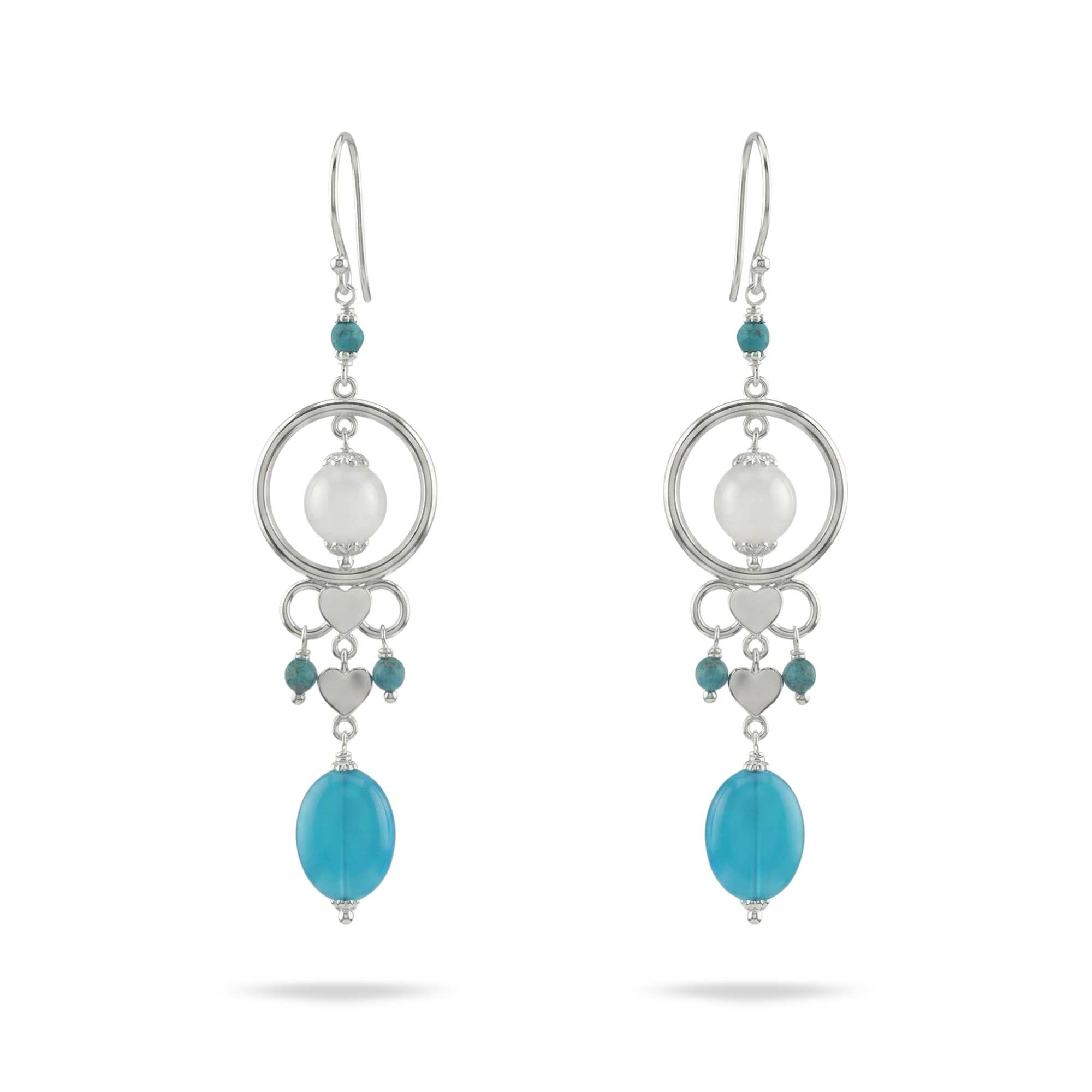Silver Earing with Rose Quartz and Agate – Earrings thumbnail