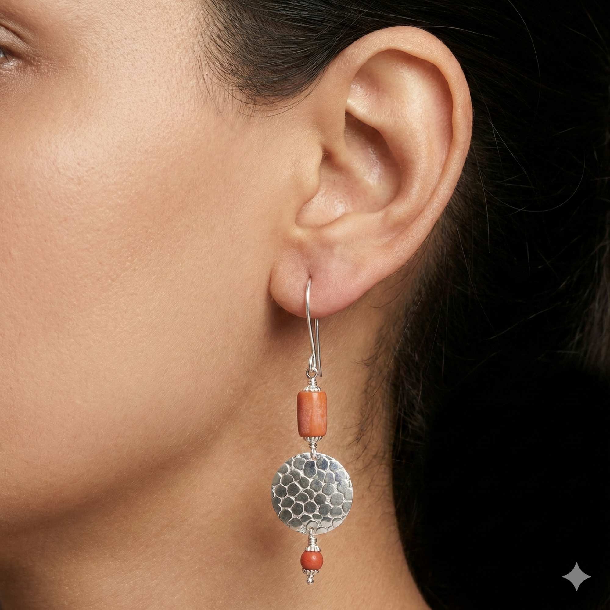 Silver Earing with Natural Coral – Earrings thumbnail