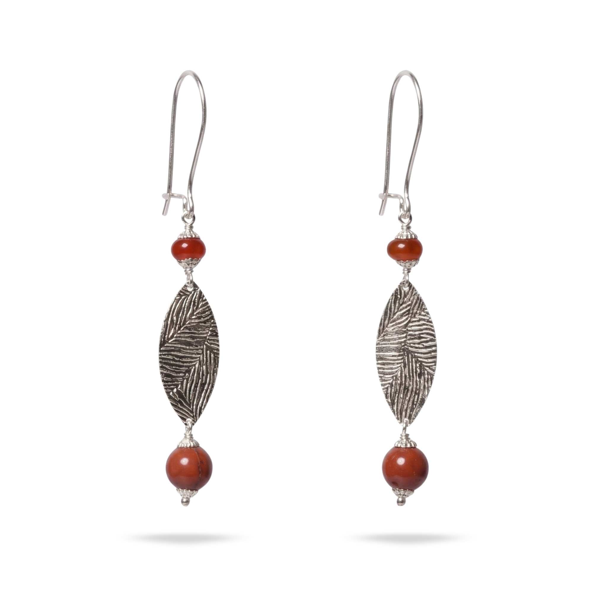 Silver Earing with Natural Coral with Natural Stone – Earrings thumbnail