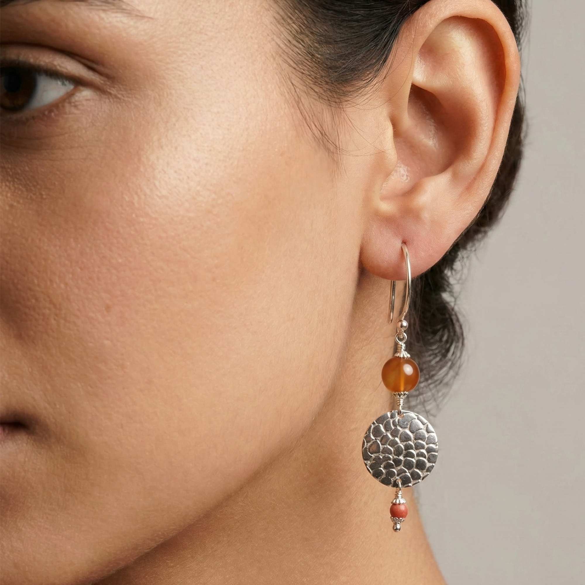 Silver Earing with Coral and Aqeeq – Earrings (Design K4-75) thumbnail