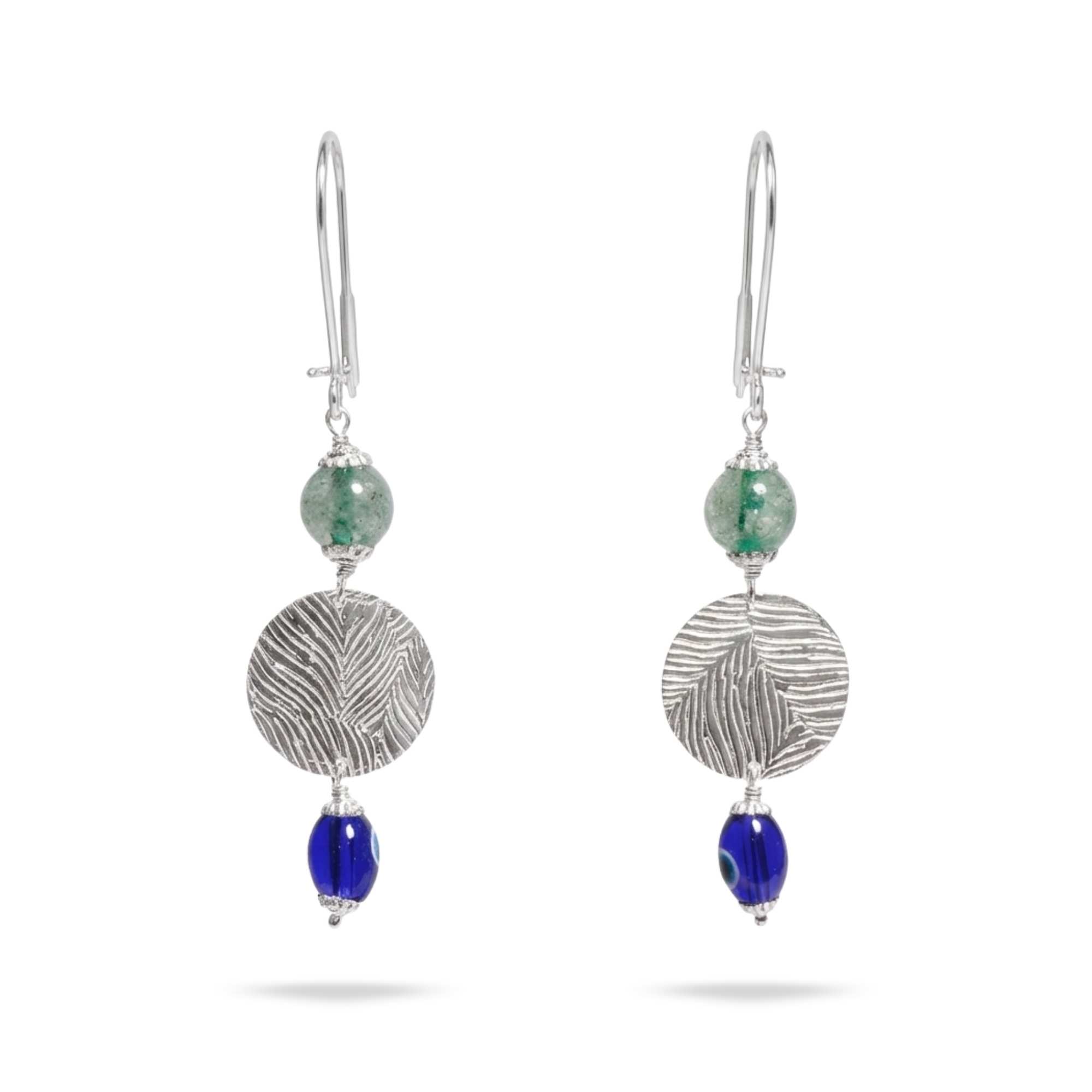 Silver Earrings with Strawberry and Glass Evil Eye – Earrings (Design K4-83) thumbnail