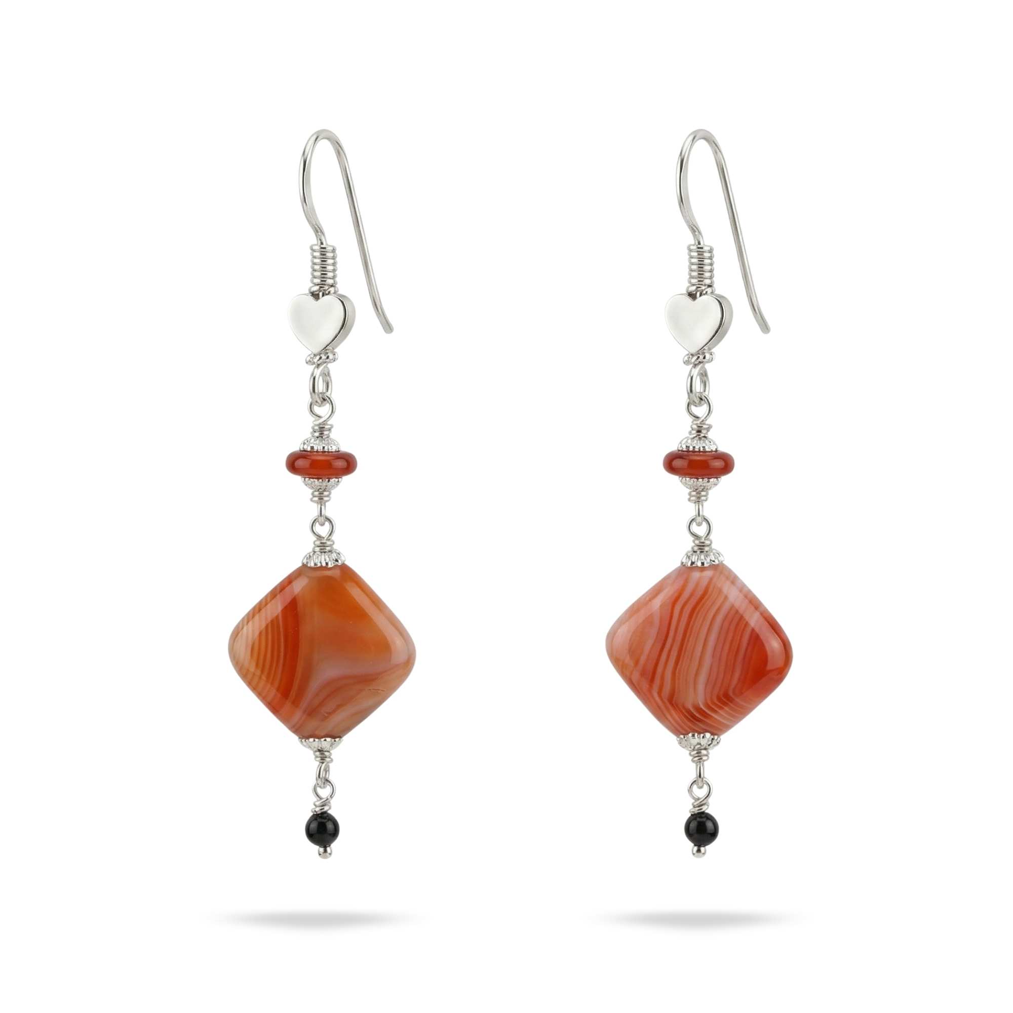 Silver Earing with Aqeeq and Natural Beads – Earrings (Design K4-90) thumbnail