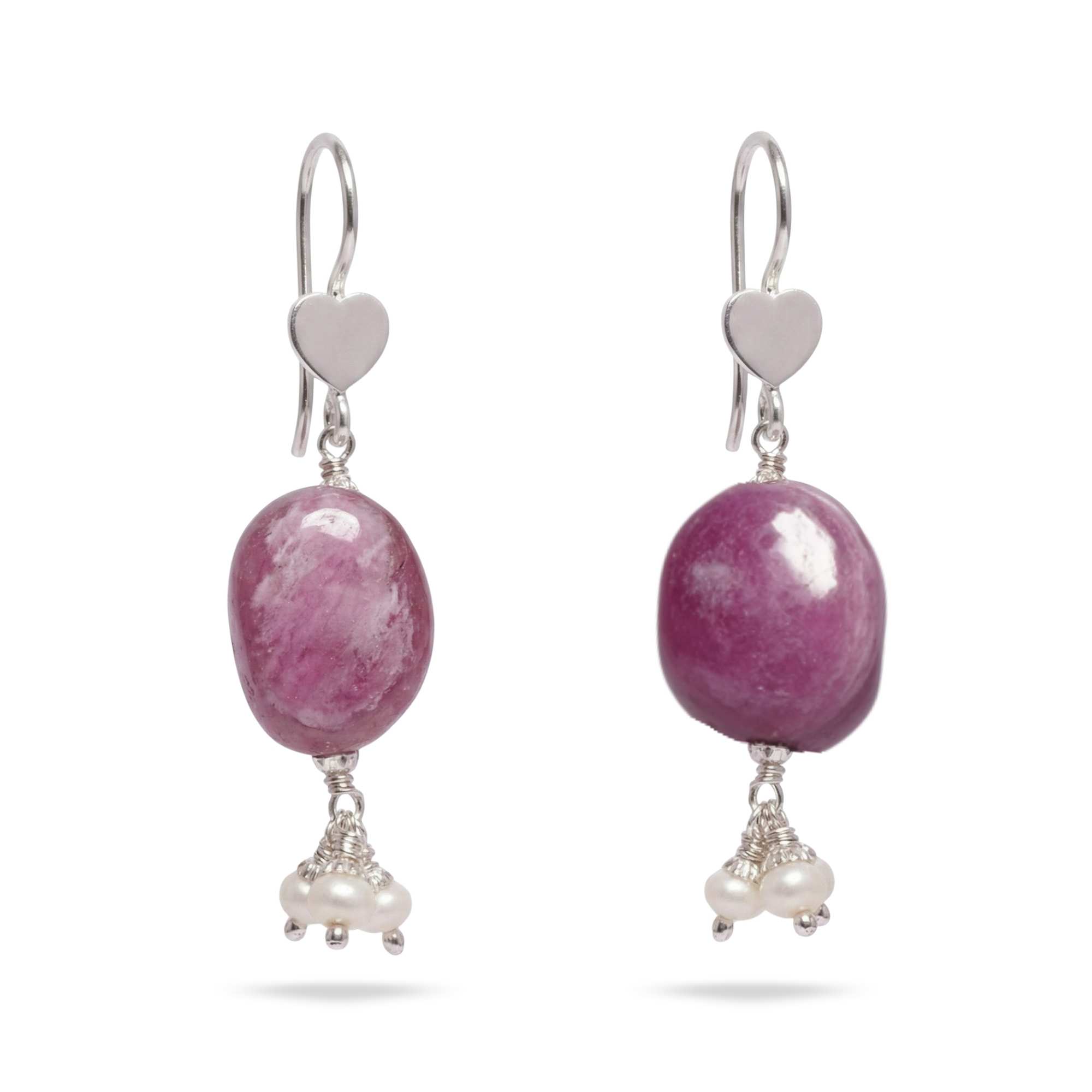 Silver Earing with Ruby and Freshwater Pearl – Earrings thumbnail