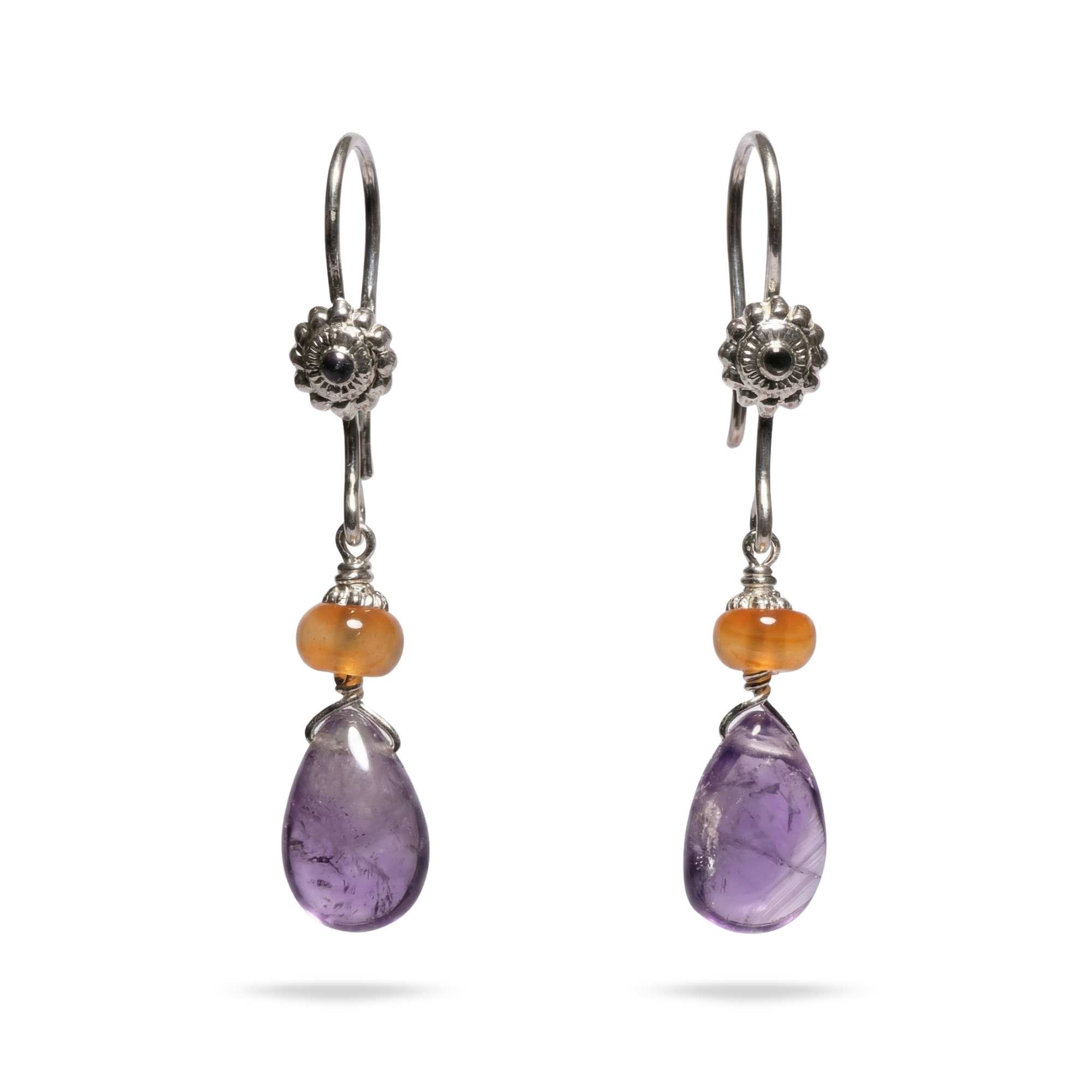 Silver Earing with Amethyst and Aqeeq – Earrings (Design K4-112) thumbnail