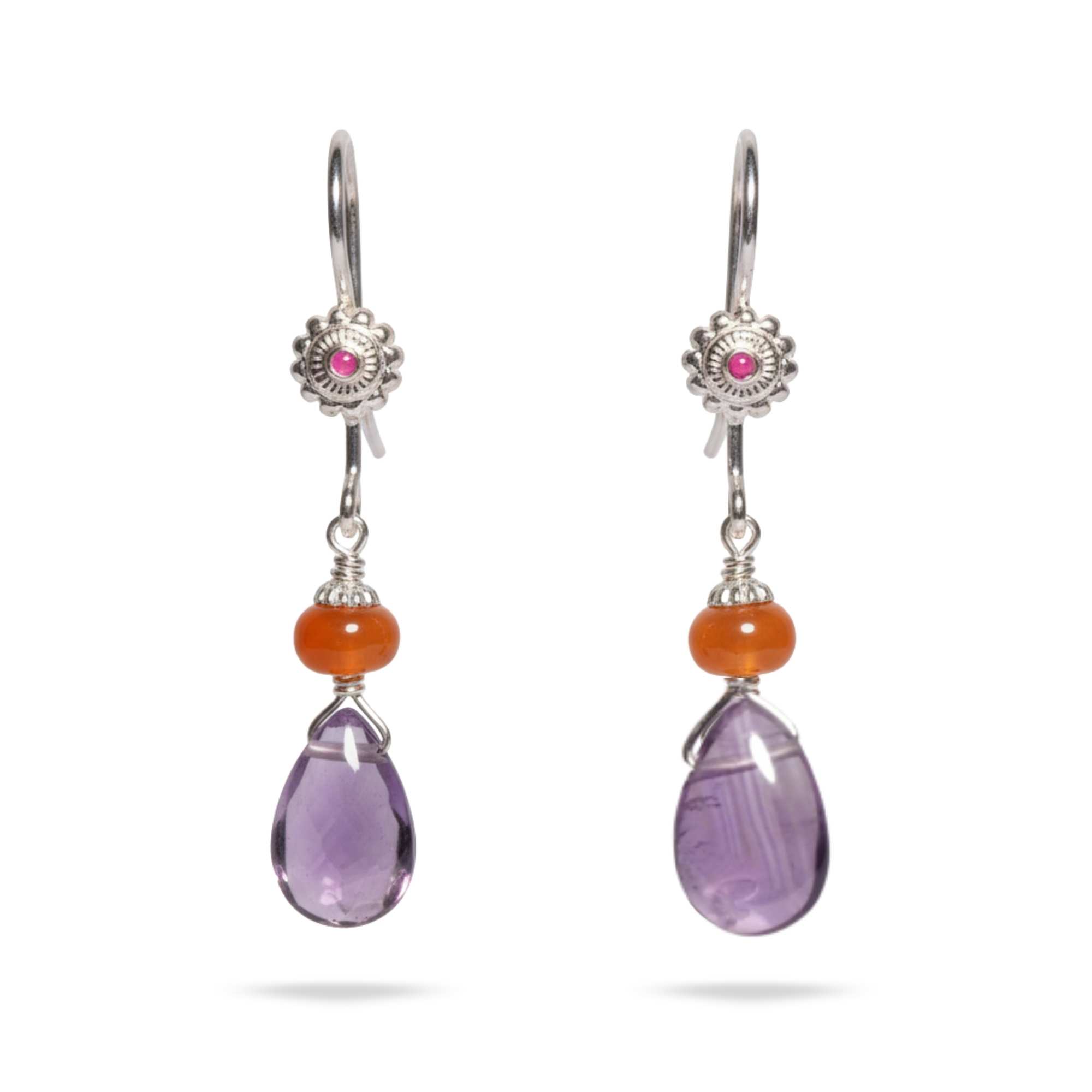 Silver Earing with Amethyst and Aqeeq – Earrings (Design K4-115) thumbnail