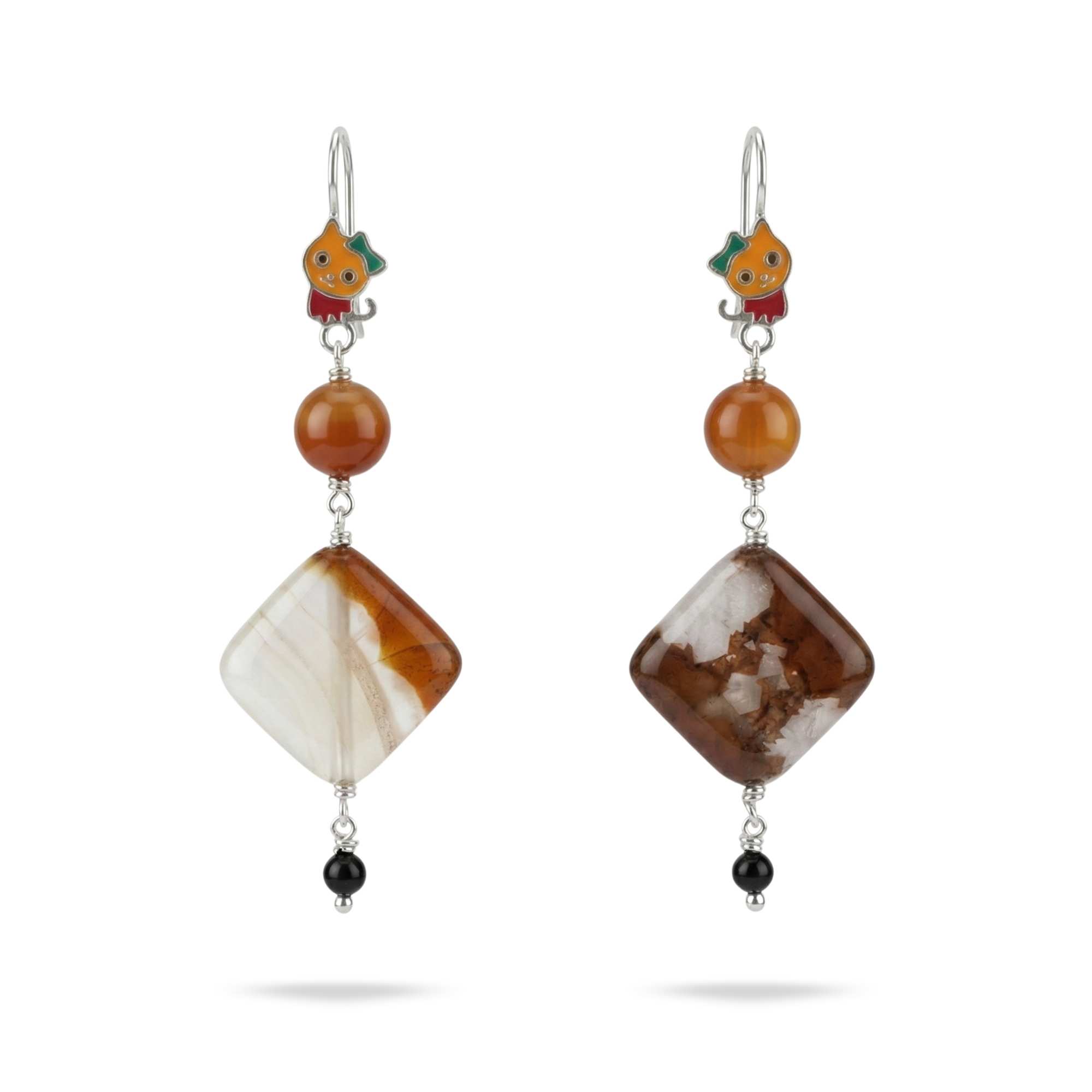 Silver Earing with Aqeeq and Natural Beads – Earrings (Design K4-154) thumbnail