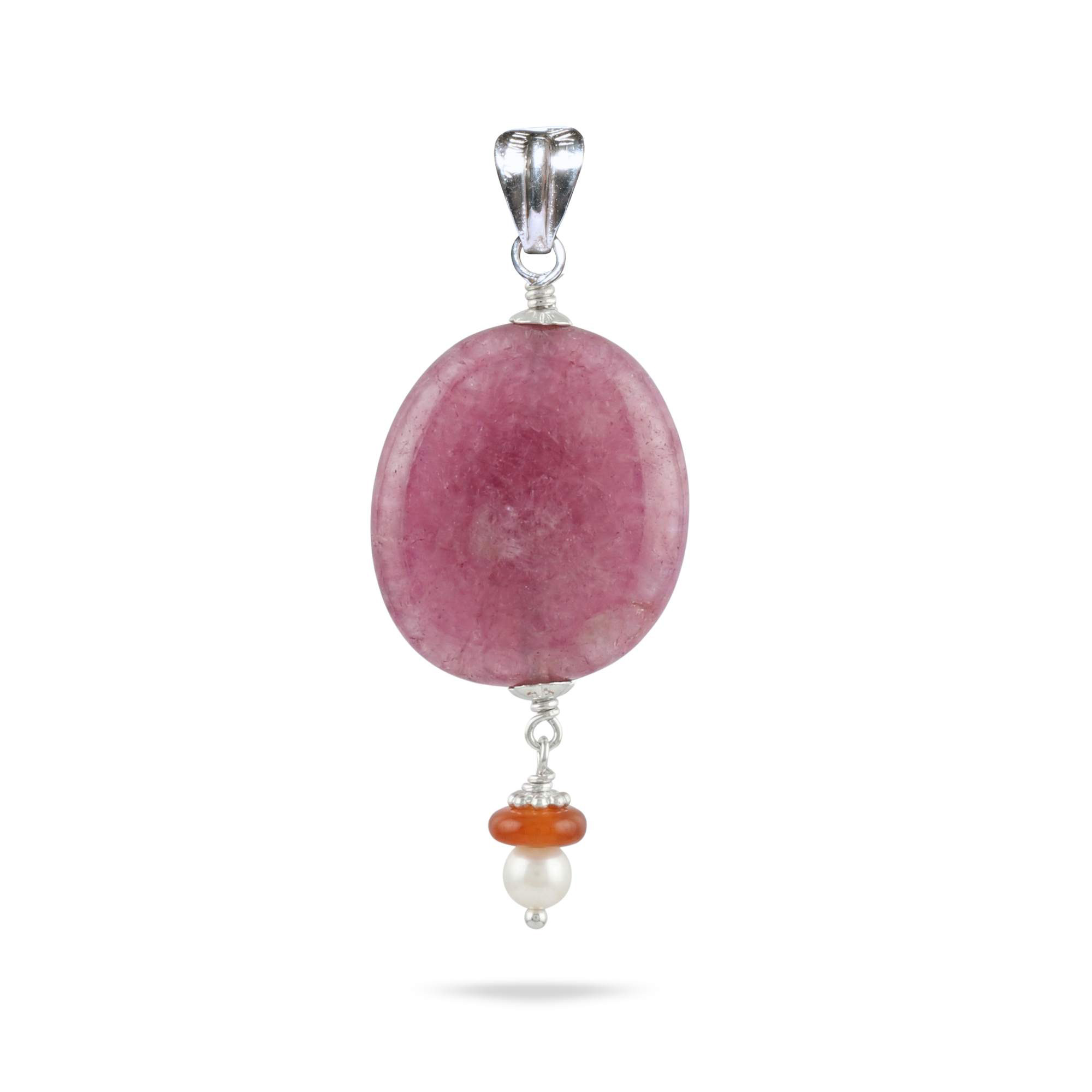Pendant with Natural Burmese Ruby and Aqeeq Stone in Silver (Design K4-167) thumbnail