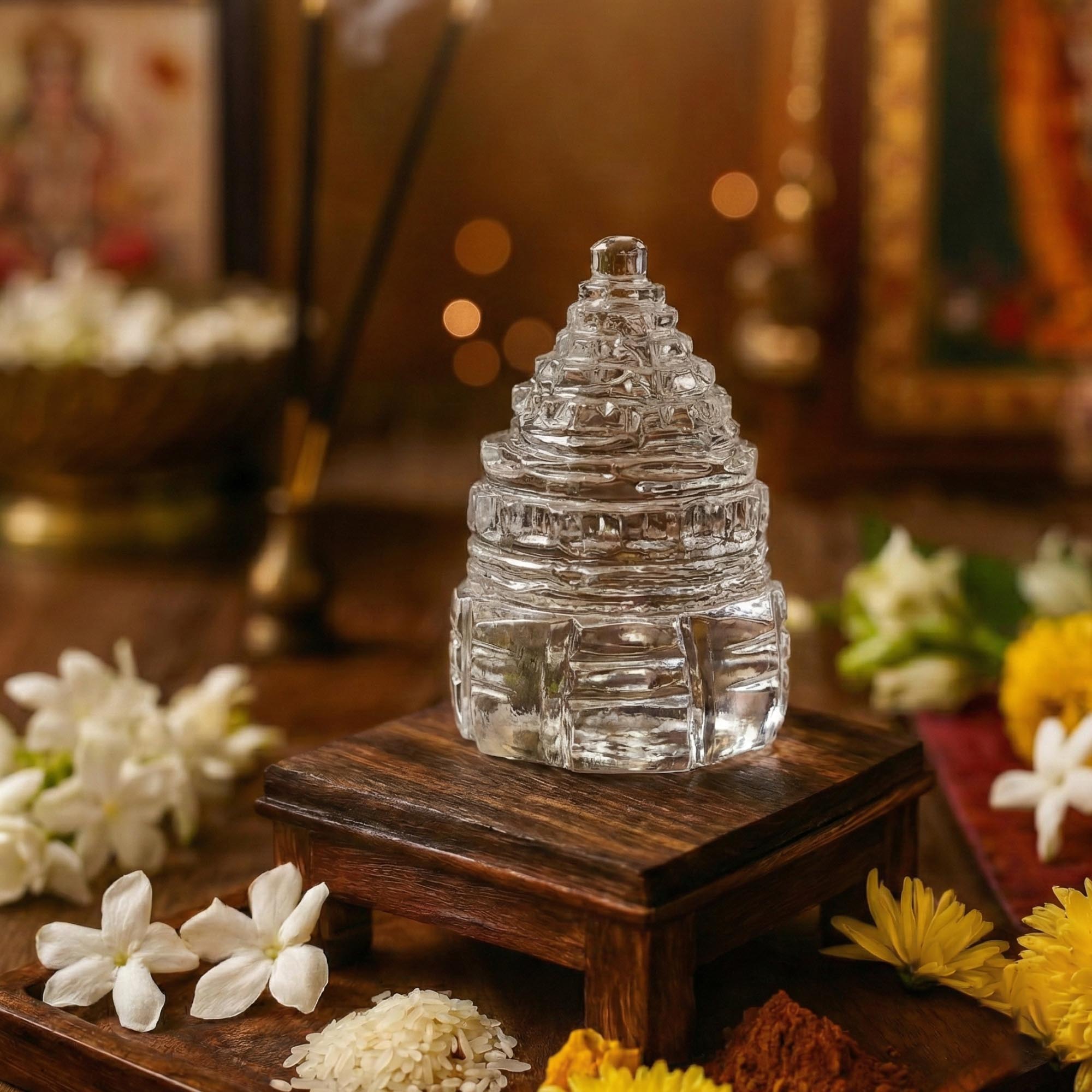 Sphatik Shree Yantra Small Pyramid – Gift (Design K4-1) thumbnail