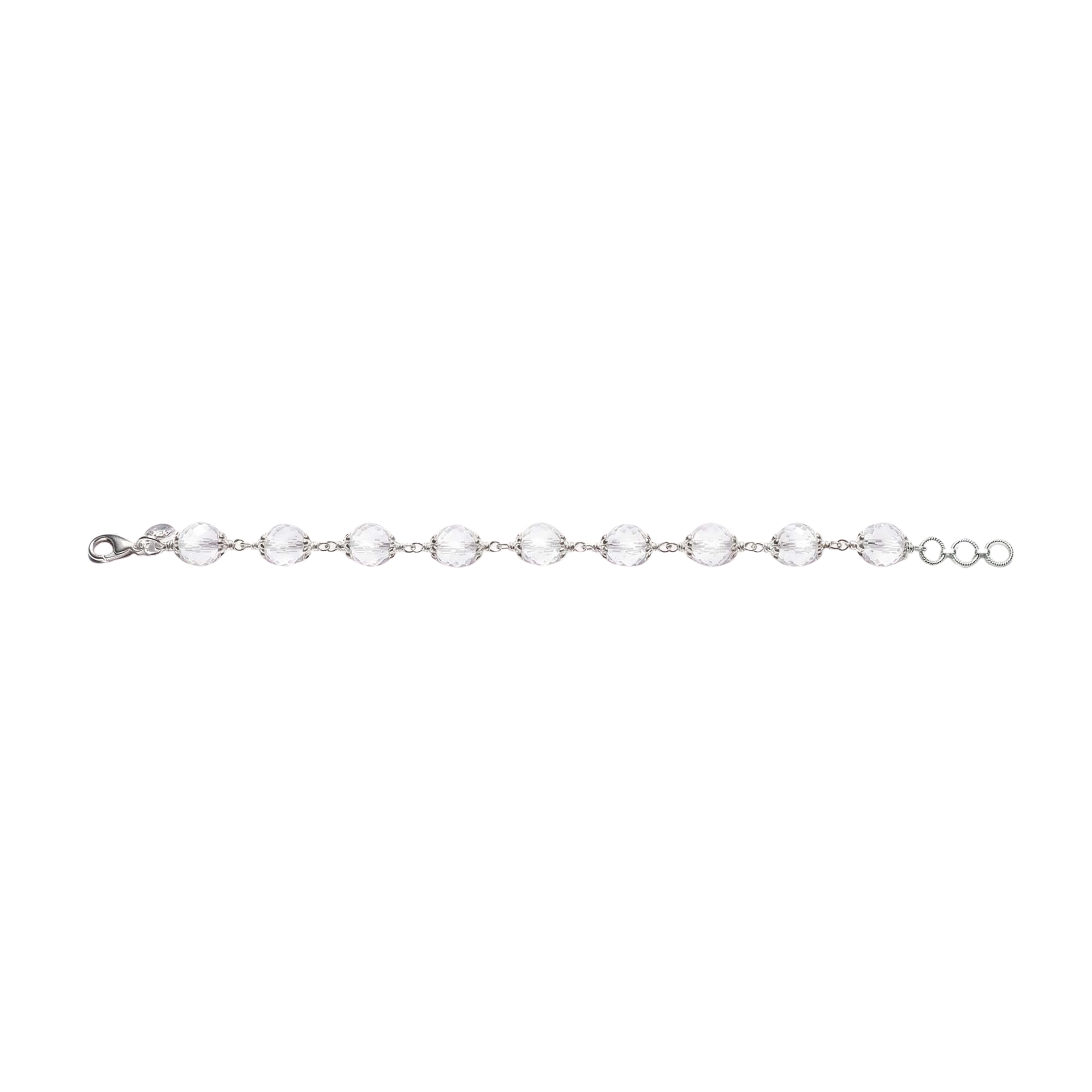Sphatike Stone Round Beads with Handmade Bracelet in Silver (Design K4-190) thumbnail