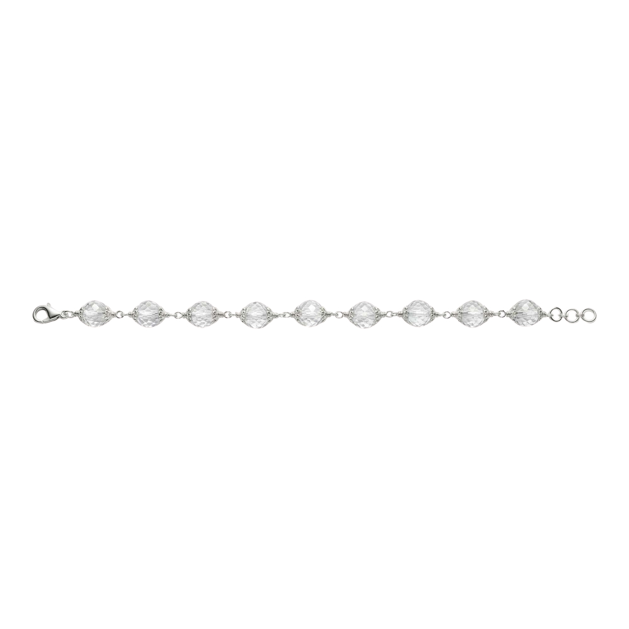 Sphatike Stone Round Beads with Handmade Bracelet in Silver (Design K4-193) thumbnail