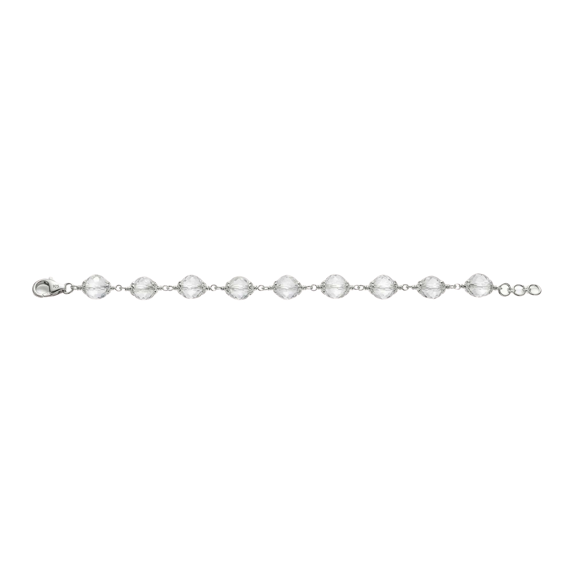 Sphatike Stone Round Beads with Handmade Bracelet in Silver (Design K4-194) thumbnail