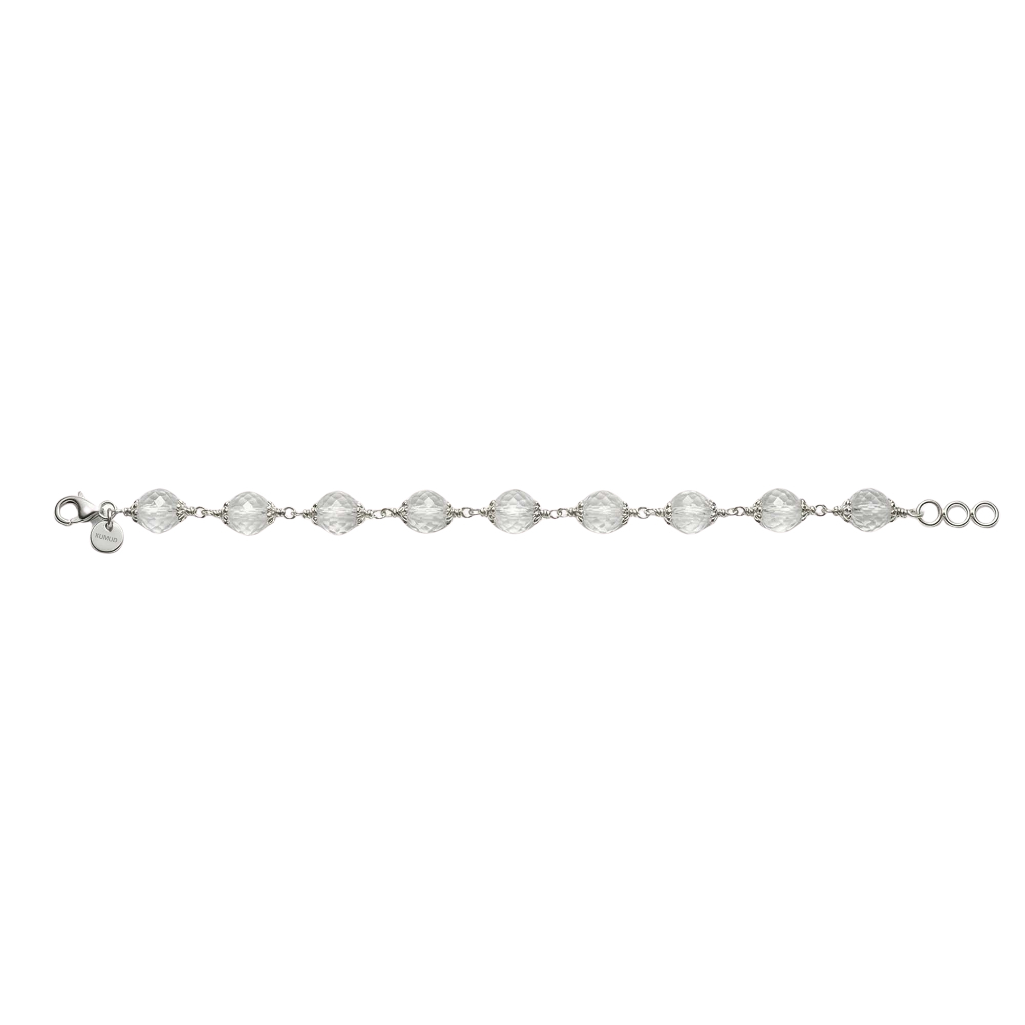 Sphatike Stone Round Beads with Handmade Bracelet in Silver (Design K4-197) thumbnail