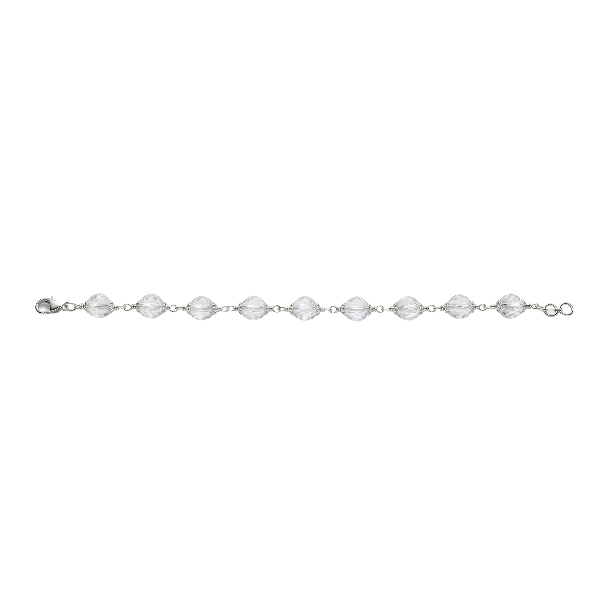 Sphatike Stone Round Beads with Handmade Bracelet in Silver (Design K4-200) thumbnail