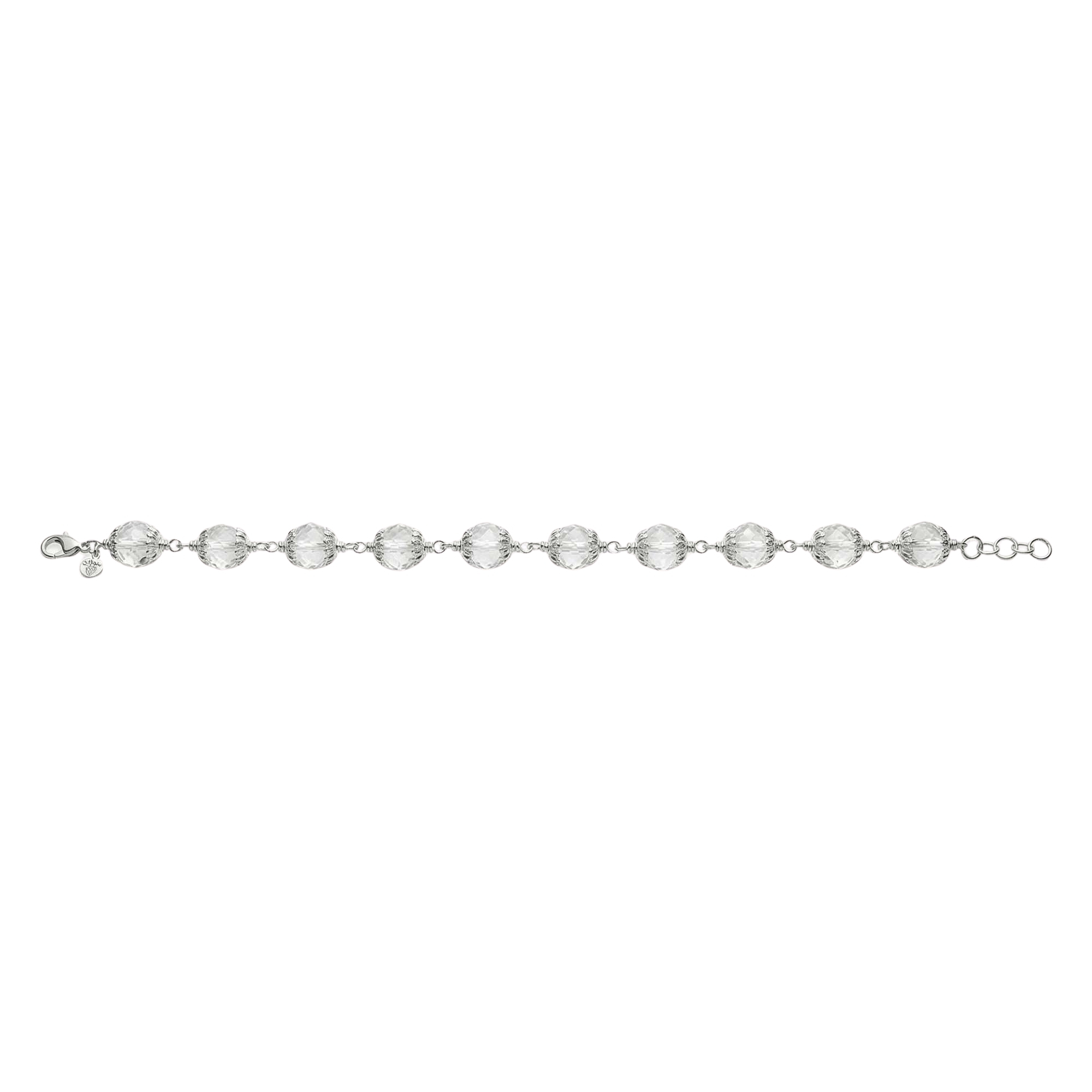 Sphatike Stone Round Beads with Handmade Bracelet in Silver (Design K4-202) thumbnail
