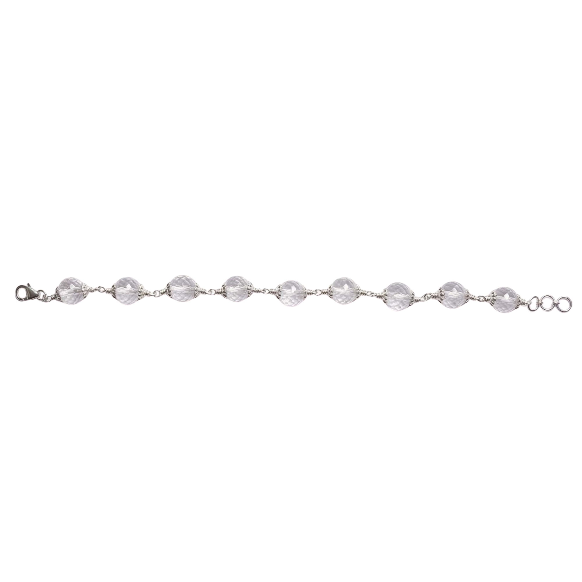 Sphatike Stone Round Beads with Handmade Bracelet in Silver (Design K4-205) thumbnail