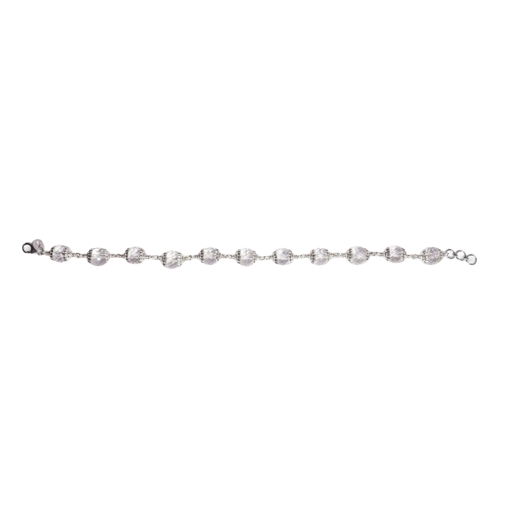 Sphatike Stone Round Beads with Handmade Bracelet in Silver (Design K4-206) thumbnail