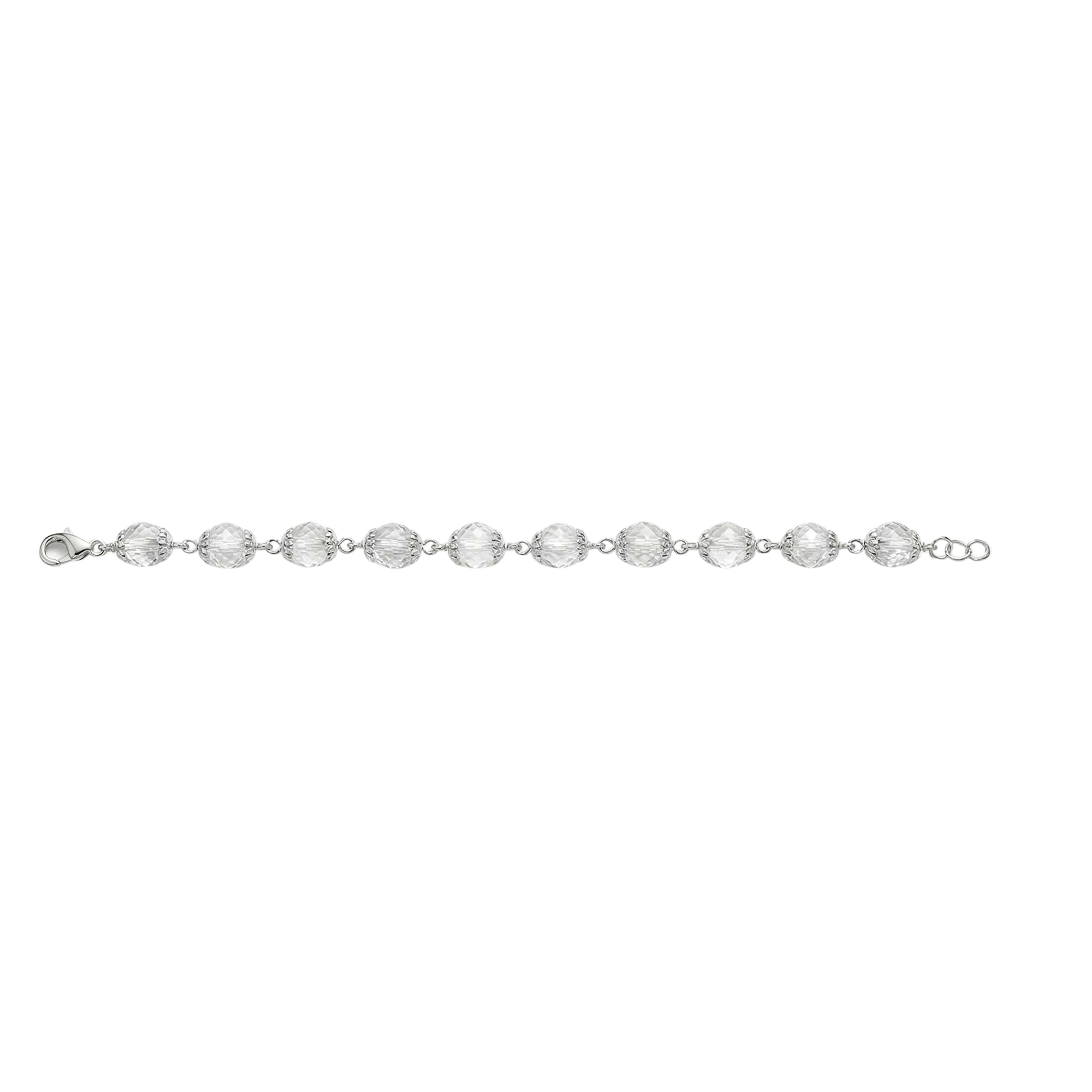 Sphatike Stone Round Beads with Handmade Bracelet in Silver (Design K4-207) thumbnail
