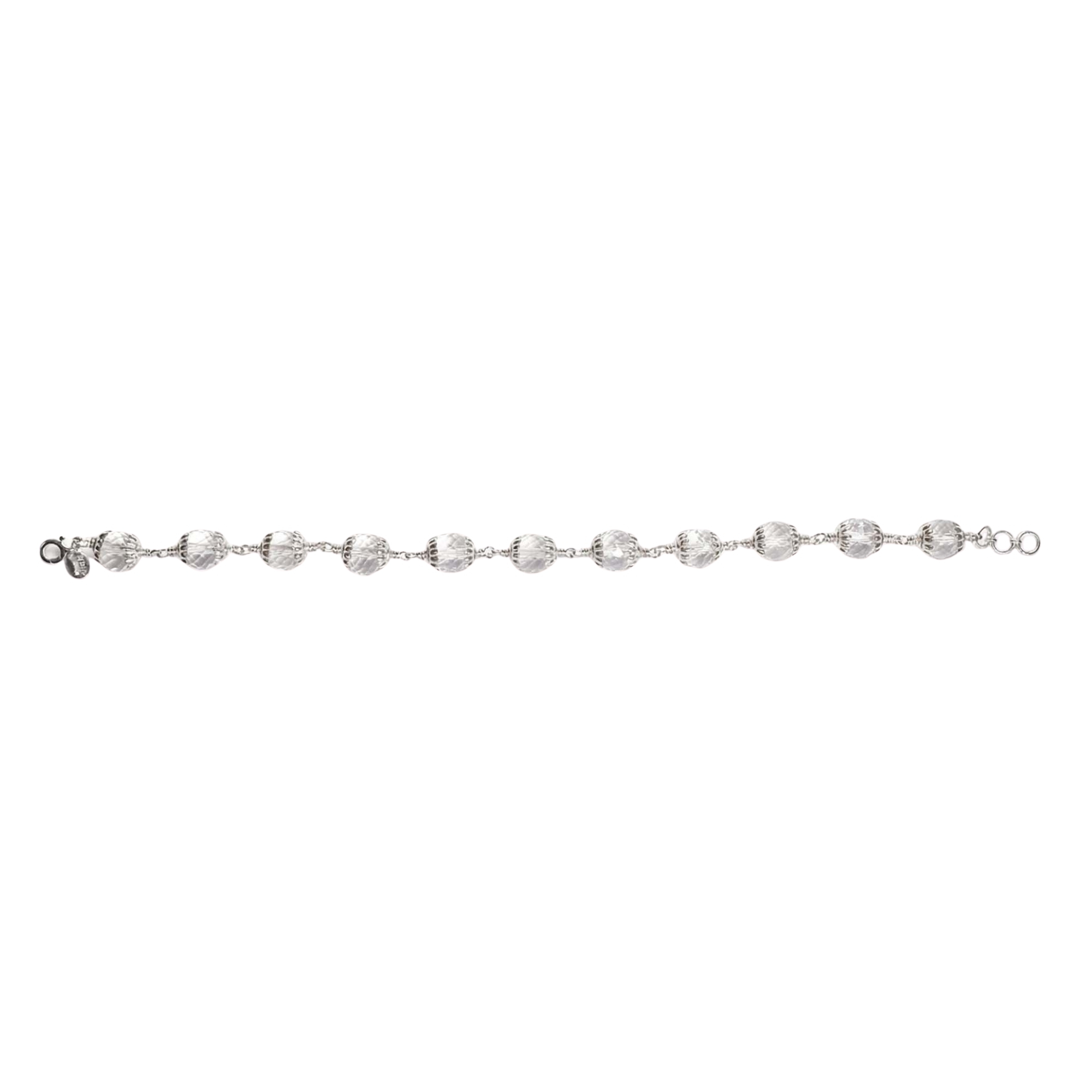 Sphatike Stone Round Beads with Handmade Bracelet in Silver (Design K4-211) thumbnail
