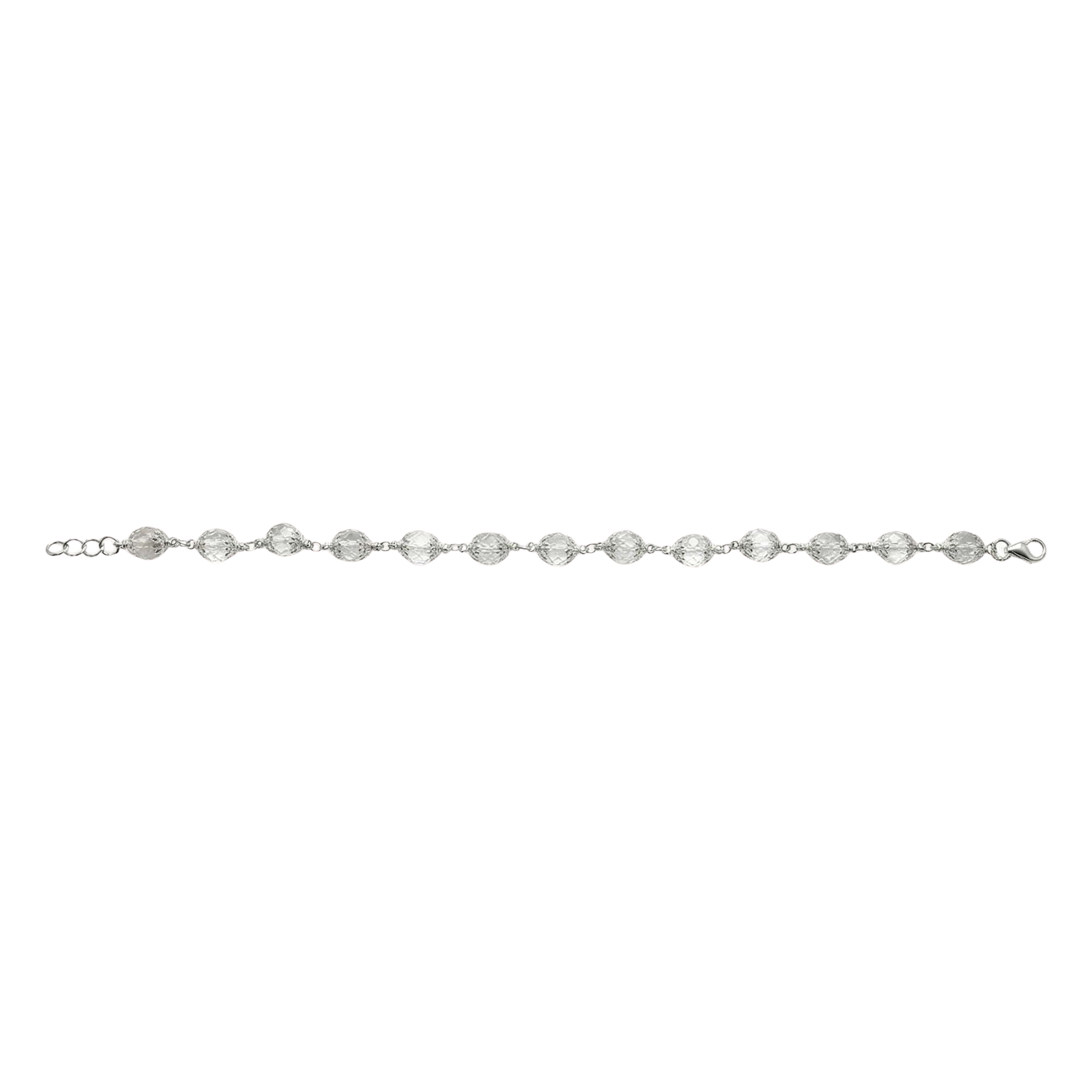 Sphatike Stone Round Beads with Handmade Bracelet in Silver (Design K4-220) thumbnail