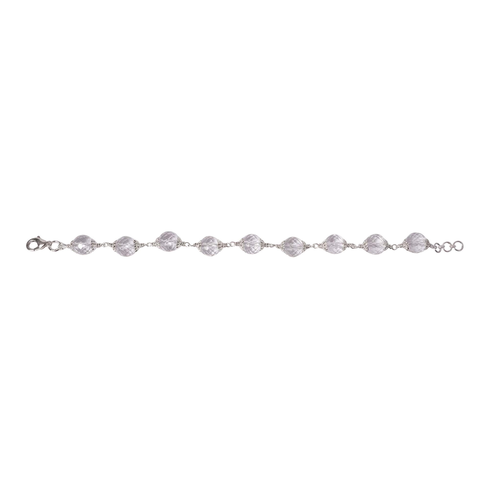 Sphatike Stone Round Beads with Handmade Bracelet in Silver (Design K4-221) thumbnail