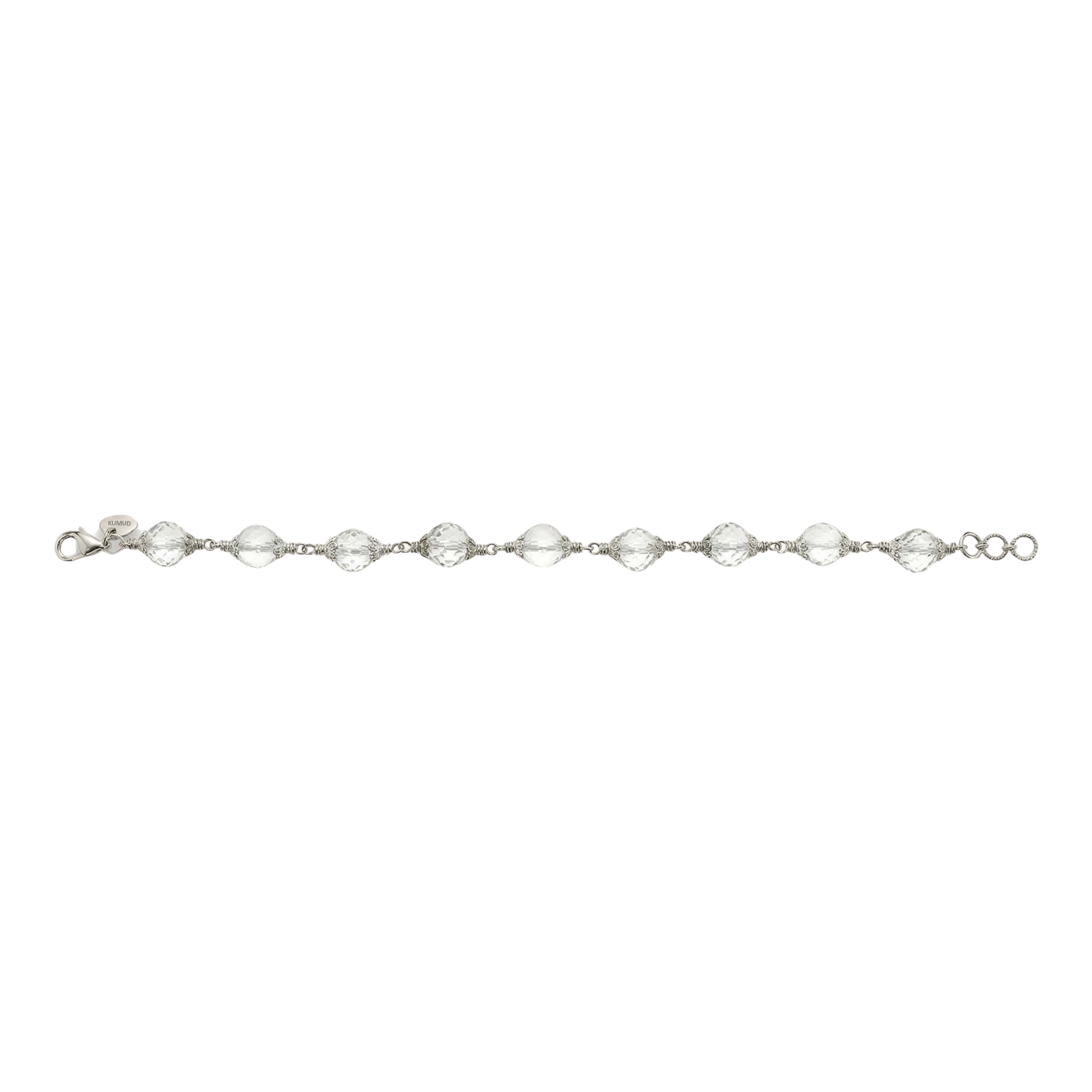 Sphatike Stone Round Beads with Handmade Bracelet in Silver (Design K4-224) thumbnail