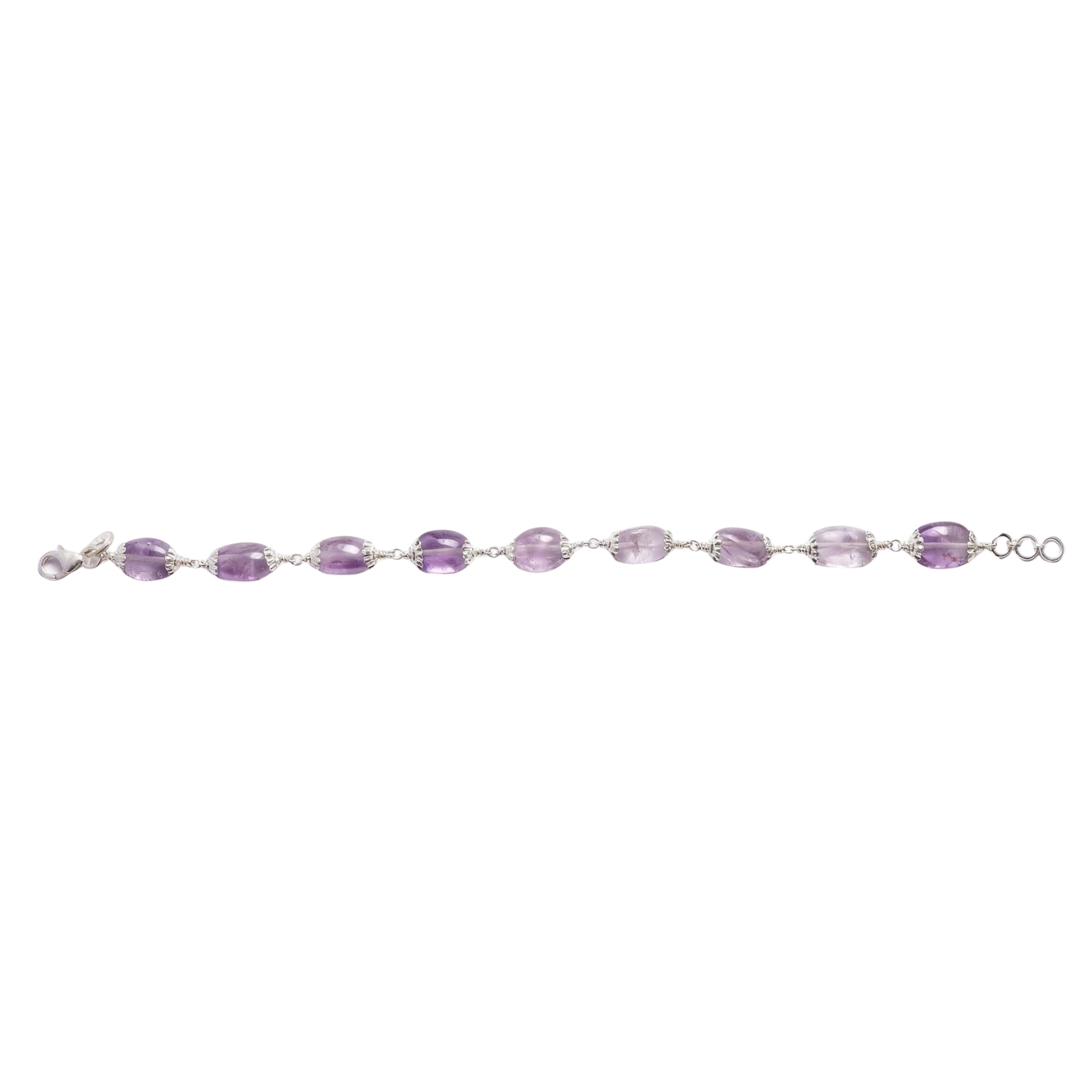 Sphatike Stone Round Beads with Handmade Bracelet in Silver (Design K4-229) thumbnail