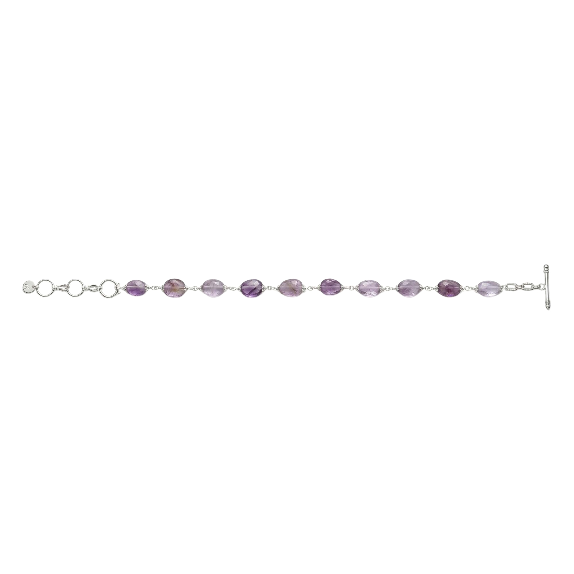 Amethyst Oval Beads with Handmade Bracelet in Silver (Design K4-247) thumbnail