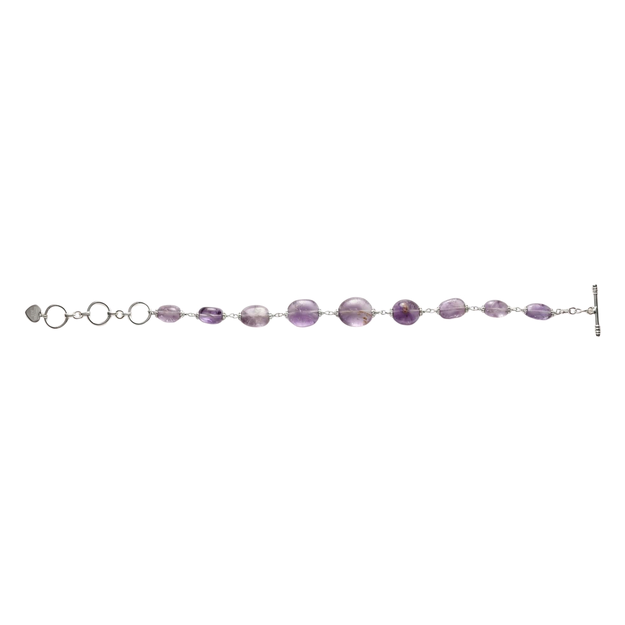 Amethyst Oval Beads with Handmade Bracelet in Silver (Design K4-248) thumbnail