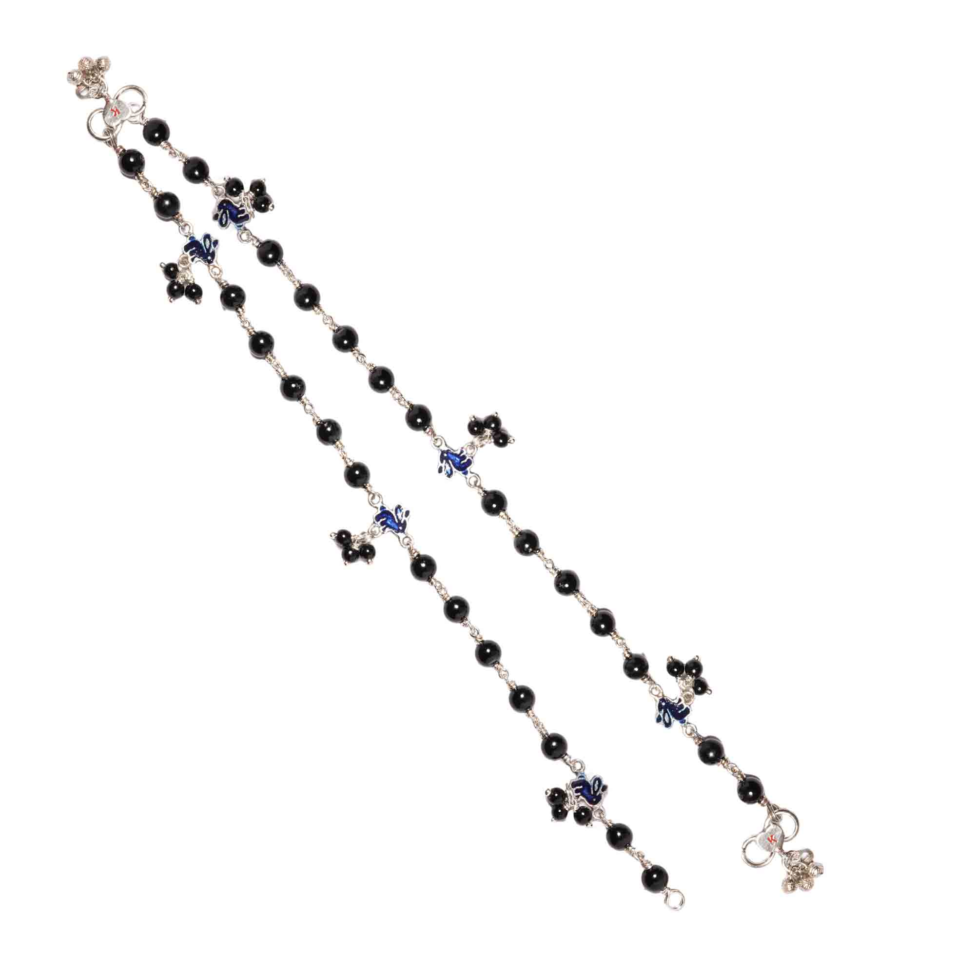 Silver Fancy Anklet with Natural Stones (Design K5-147) thumbnail