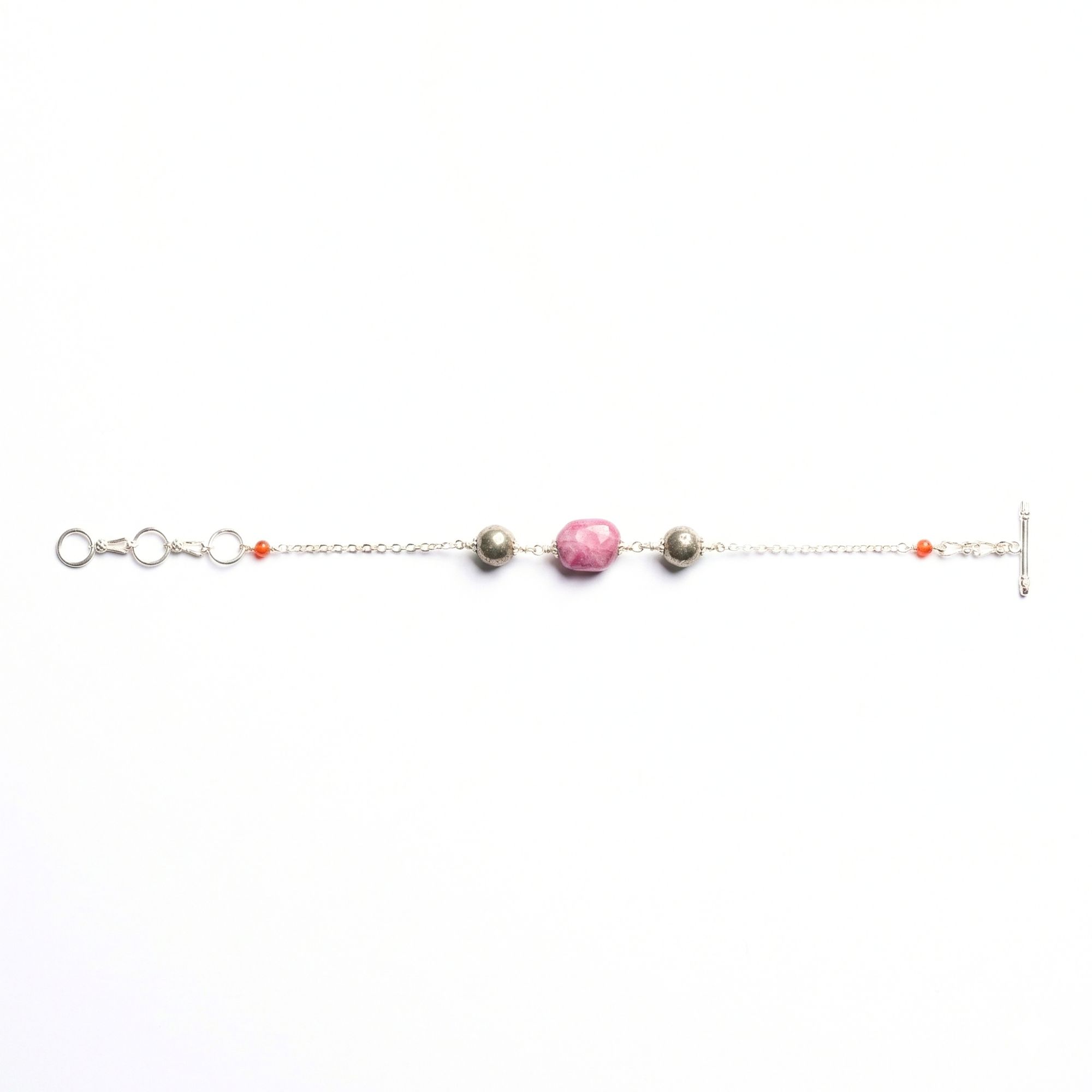 Ruby and Natural Stone with Handmade Bracelet in Silver (Design K5-128) thumbnail