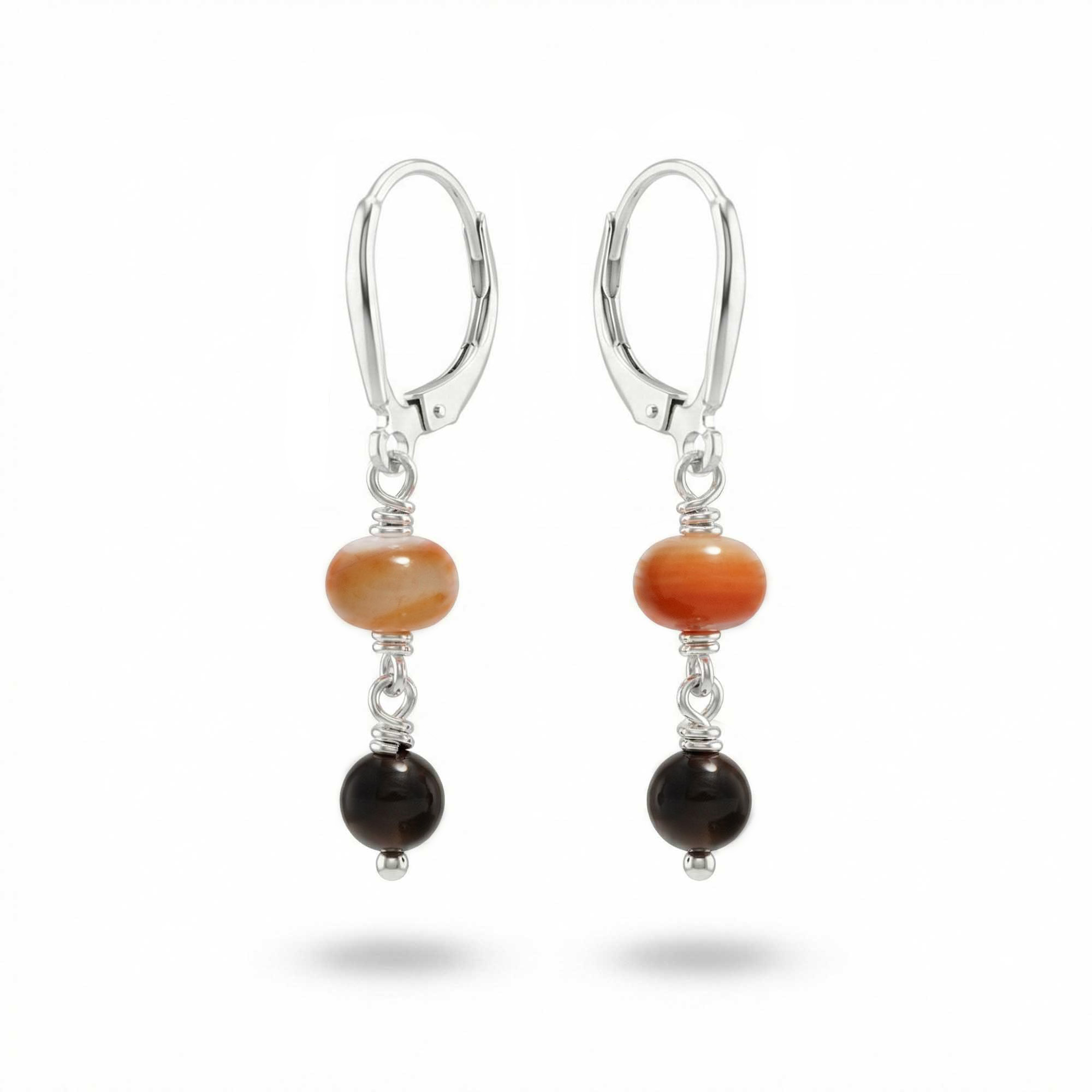 Silver Earrings with Aqeeq and Natural Beads (Design K5-12) thumbnail
