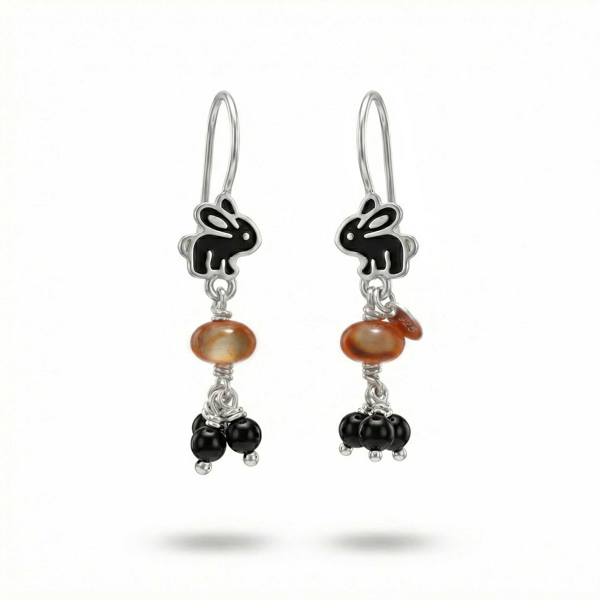 Silver Earrings with Aqeeq and Natural Beads (Design K5-22) thumbnail