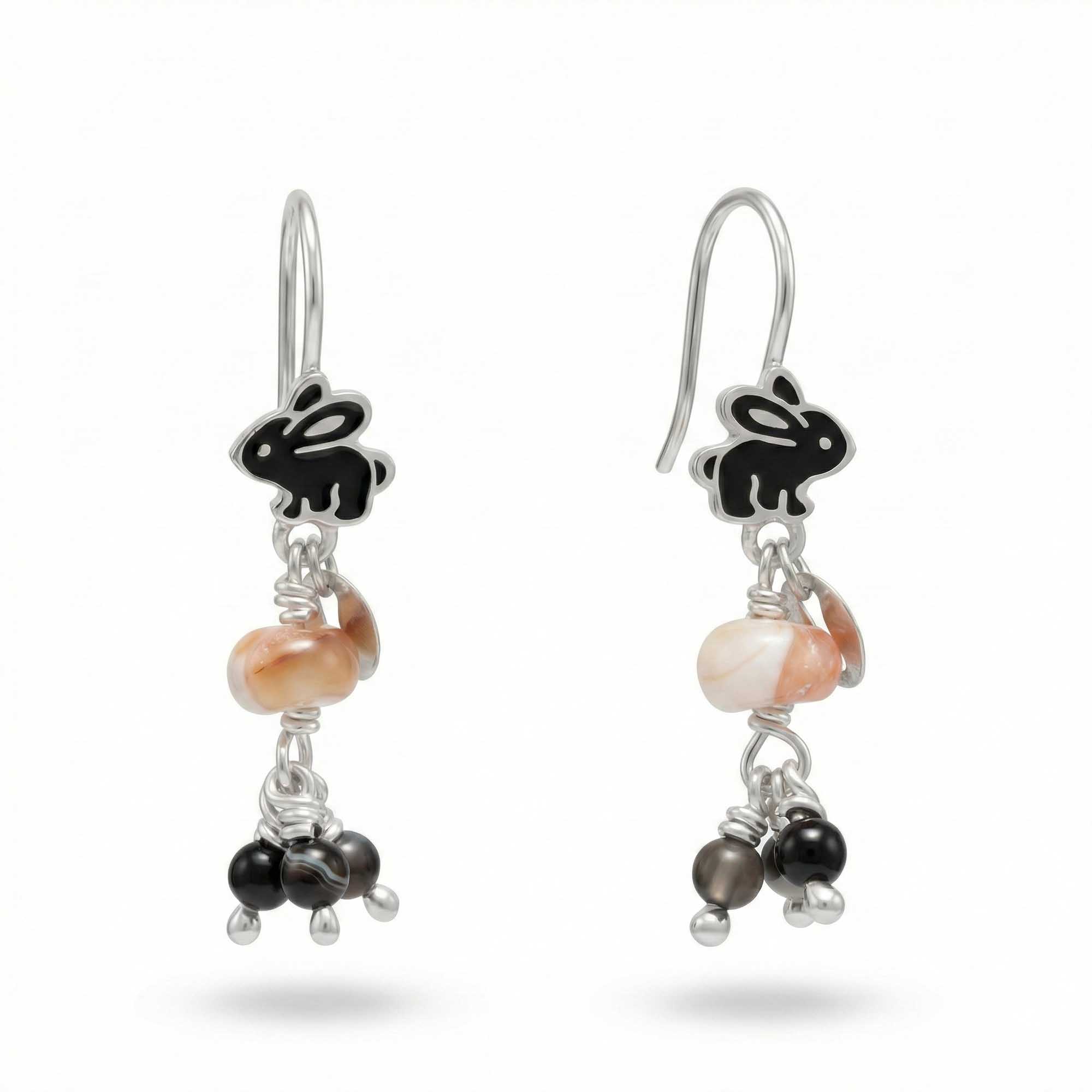 Silver Earrings with Coral and Natural Beads thumbnail