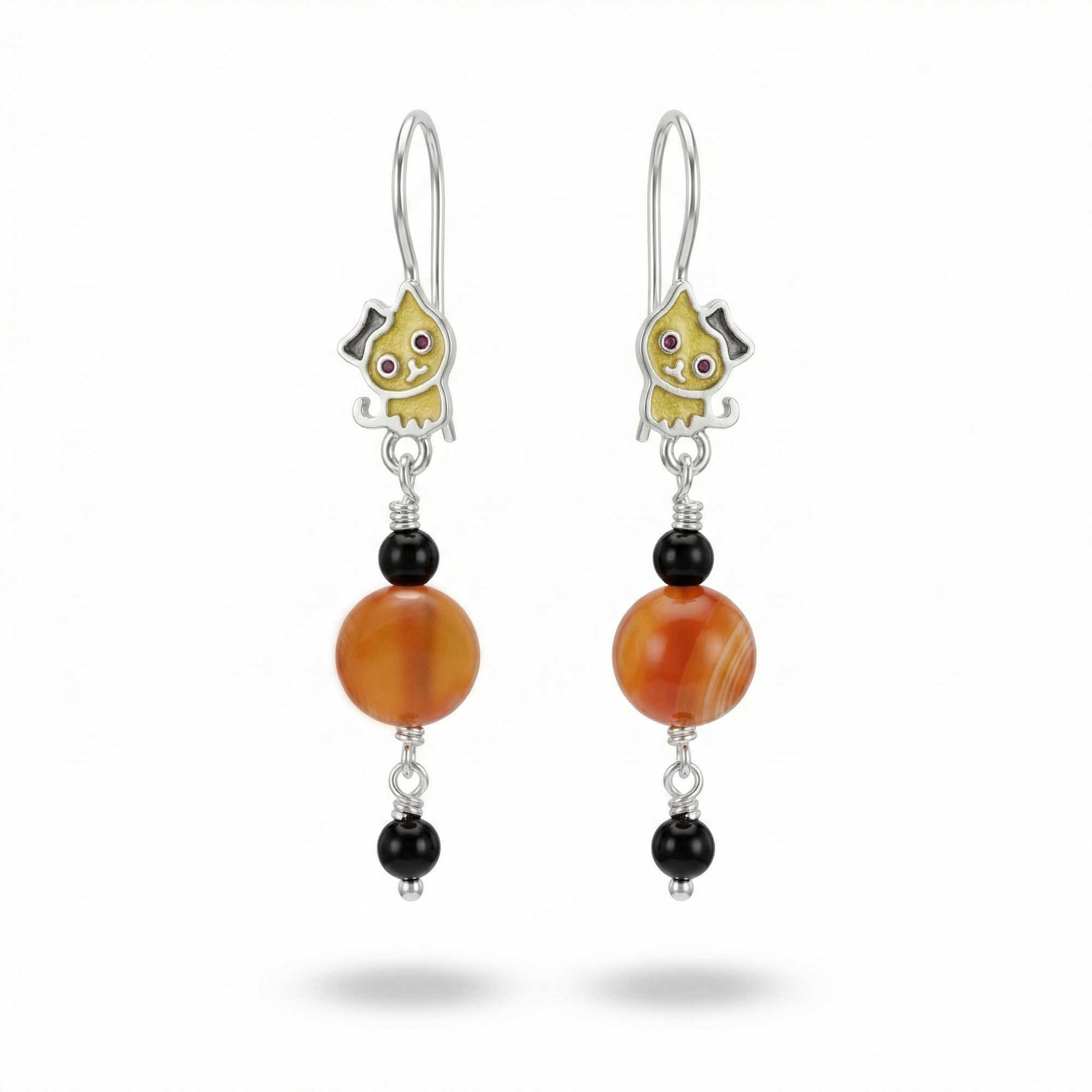 Silver Earrings with Aqeeq and Natural Beads (Design K5-35) thumbnail
