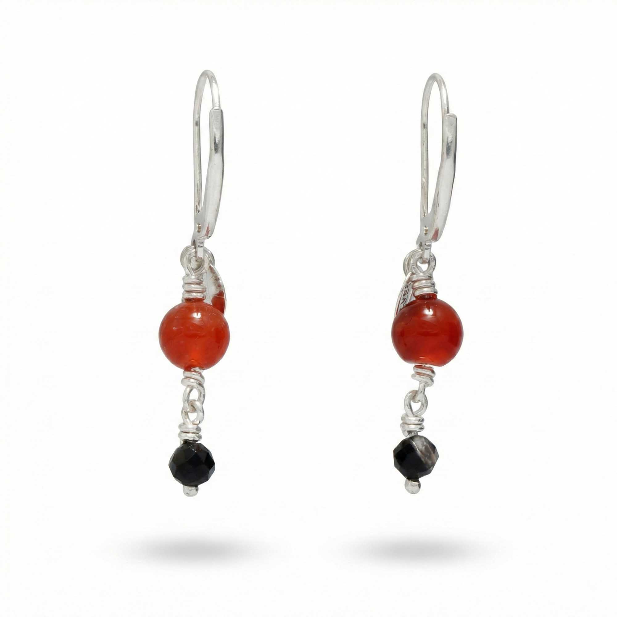 Silver Earrings with Aqeeq and Natural Beads (Design K5-41) thumbnail