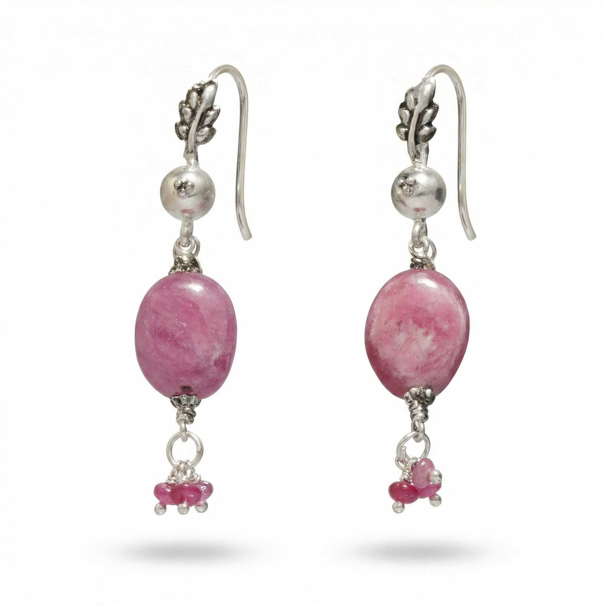 Silver Earrings with Burmese Ruby (Design K5-44) thumbnail