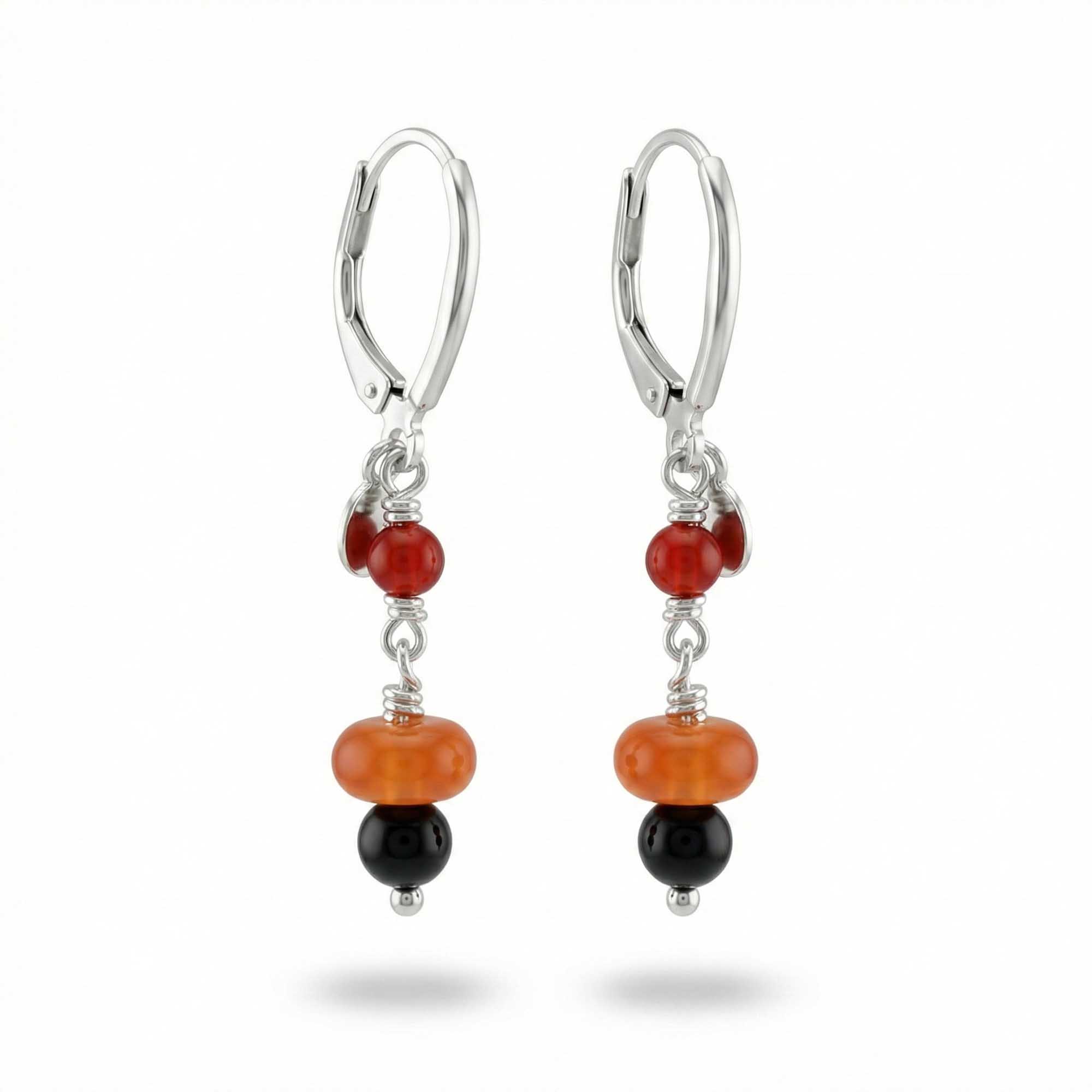 Silver Earrings with Aqeeq and Natural Beads (Design K5-47) thumbnail