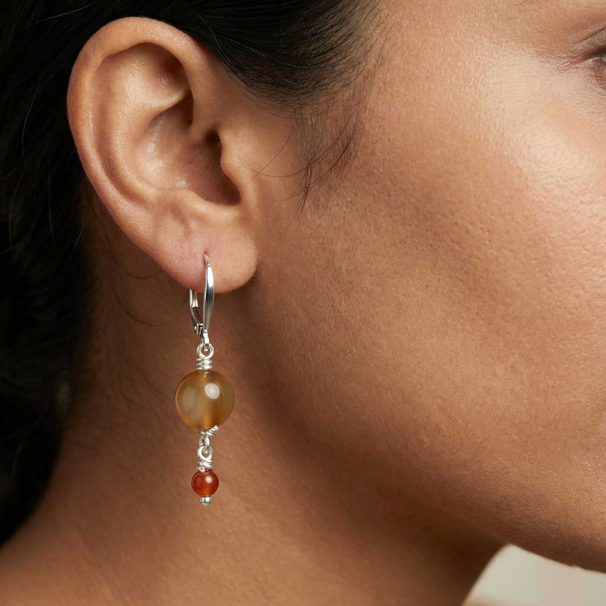 Silver Earrings with Aqeeq (Design K5-48) thumbnail