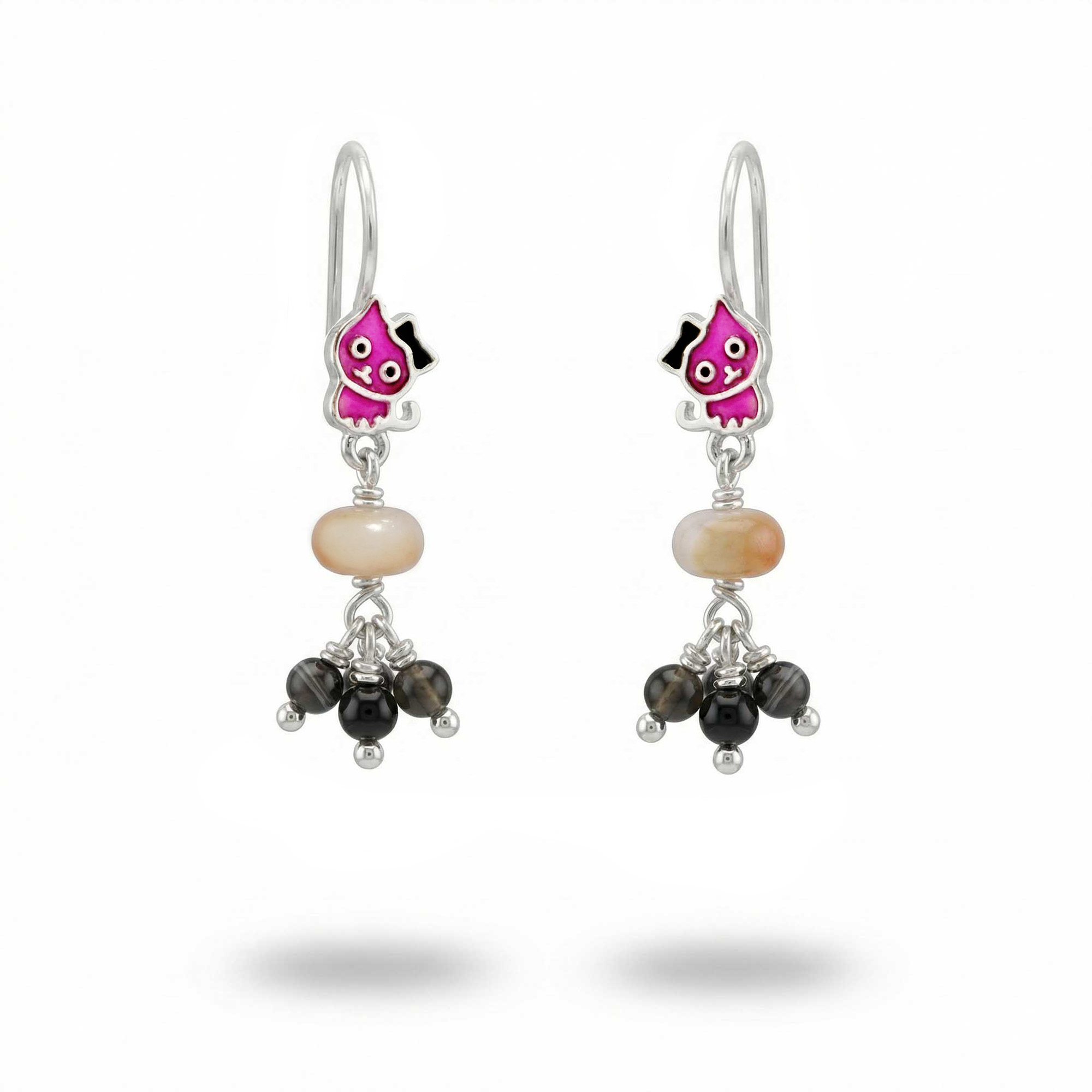 Silver Earrings with Aqeeq and Natural Beads (Design K5-52) thumbnail