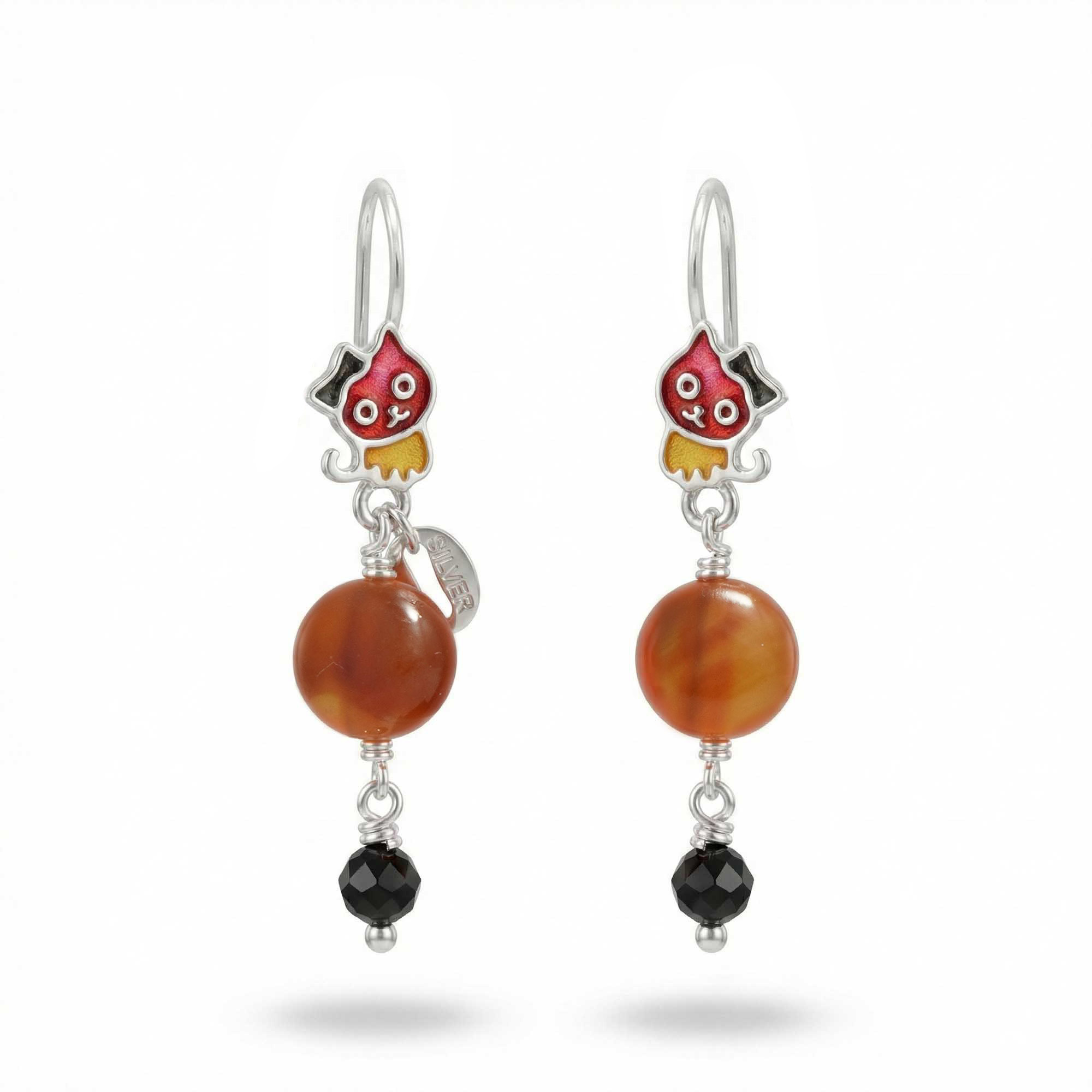 Silver Earrings with Aqeeq and Natural Beads (Design K5-55) thumbnail