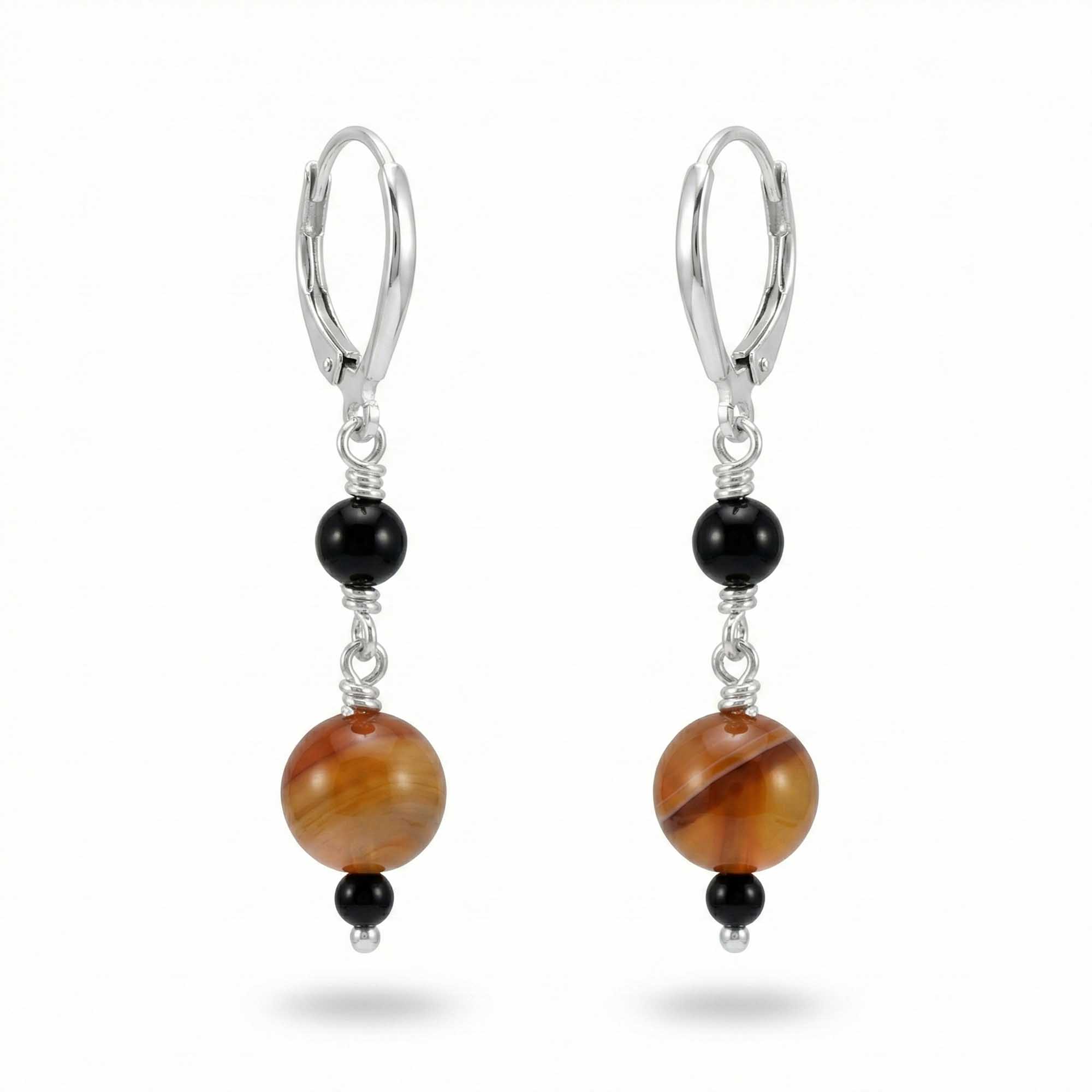Silver Earrings with Aqeeq and Natural Beads (Design K5-60) thumbnail