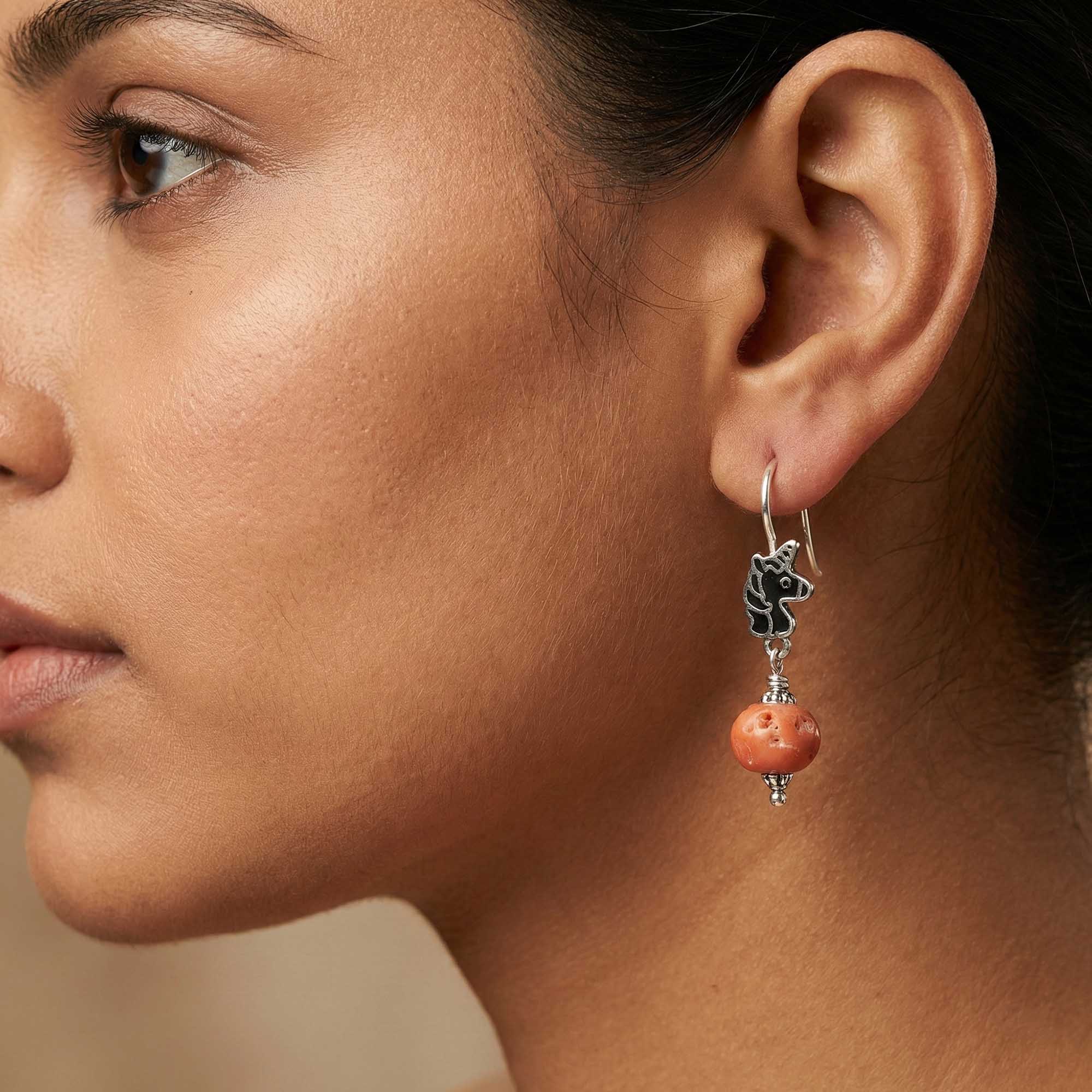Silver Earrings with Coral (Design K5-64) thumbnail