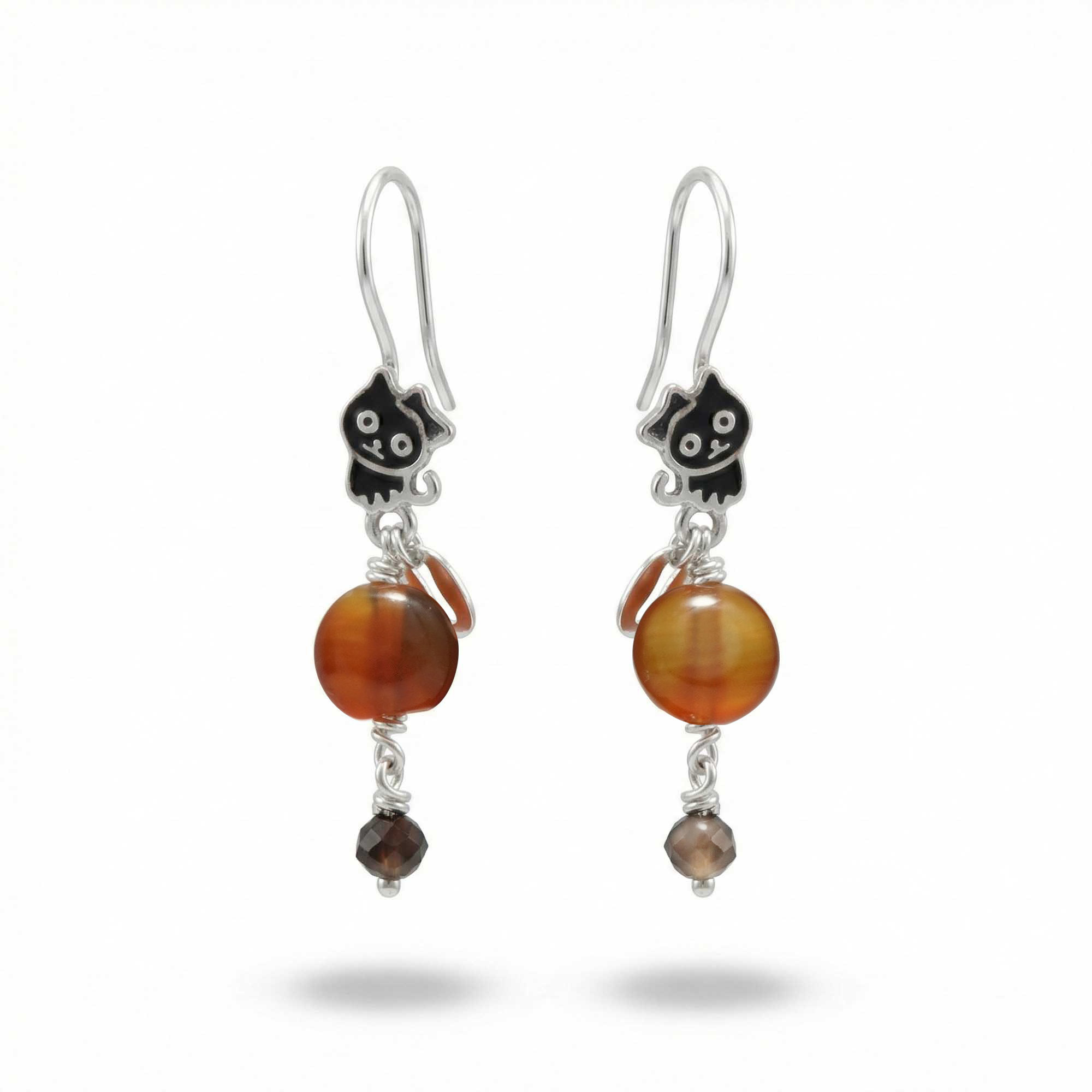Silver Earrings with Aqeeq and Natural Beads (Design K5-65) thumbnail