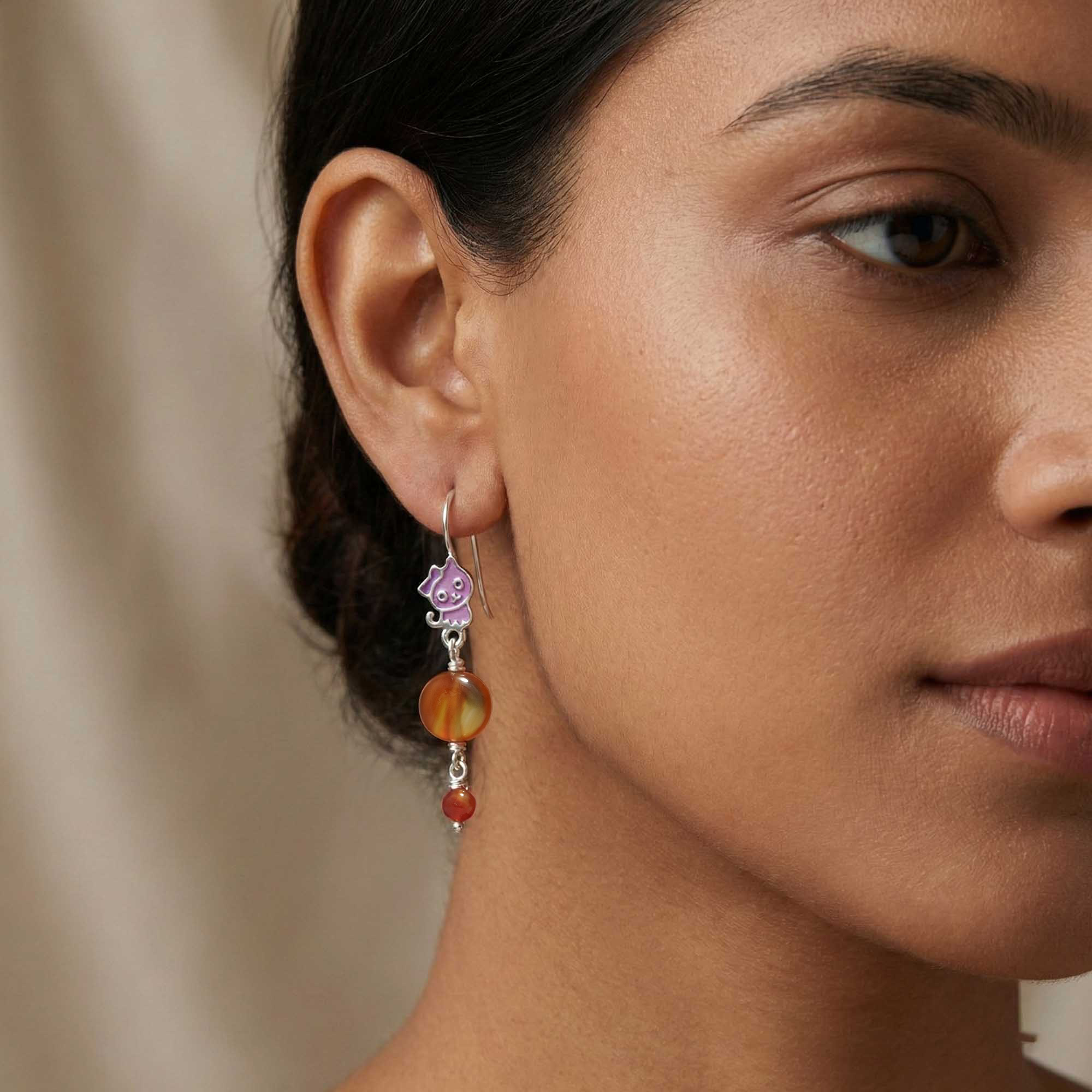 Silver Earrings with Aqeeq (Design K5-72) thumbnail